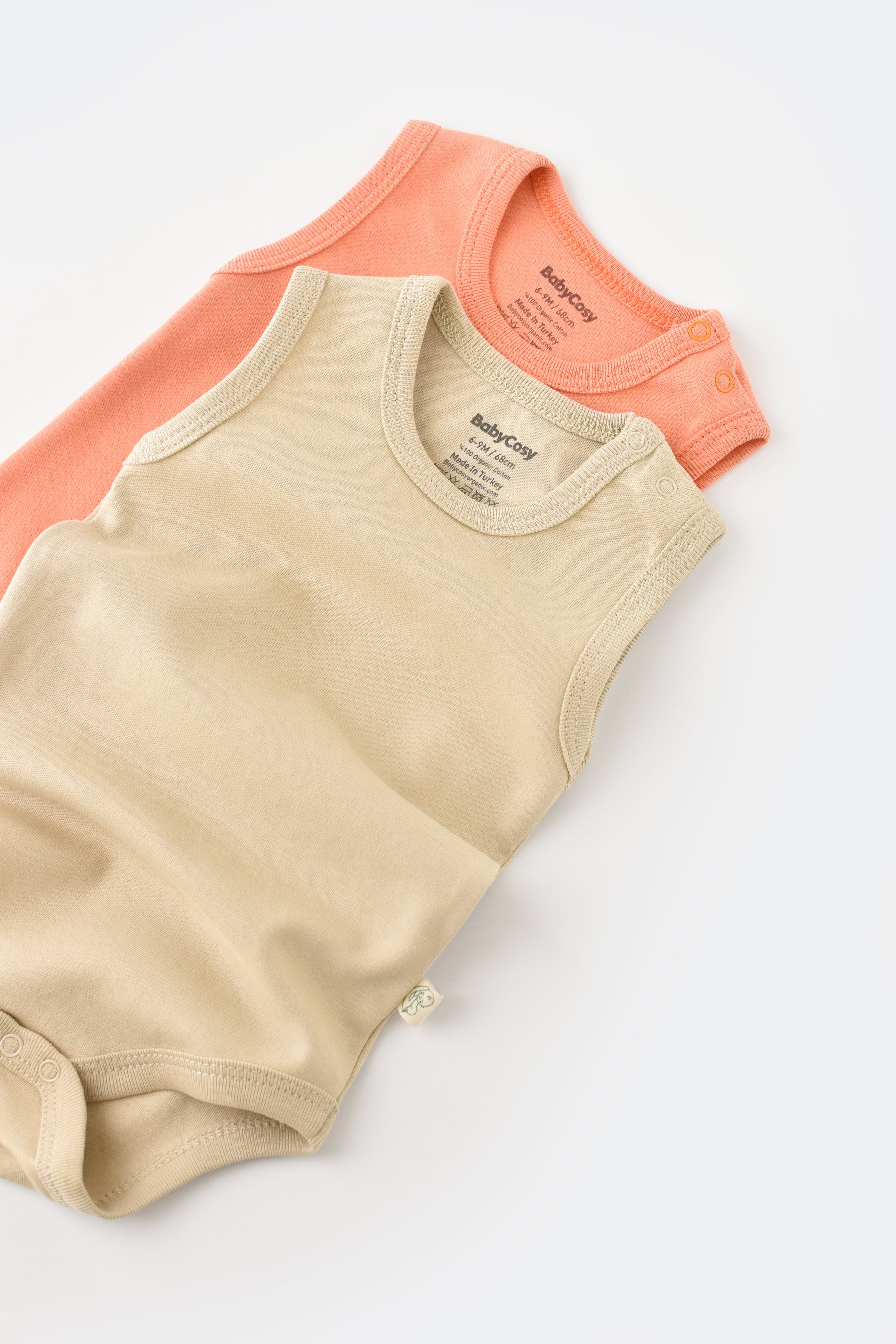 Two Pack Sleeveless Bodysuit 100% Organic Cotton