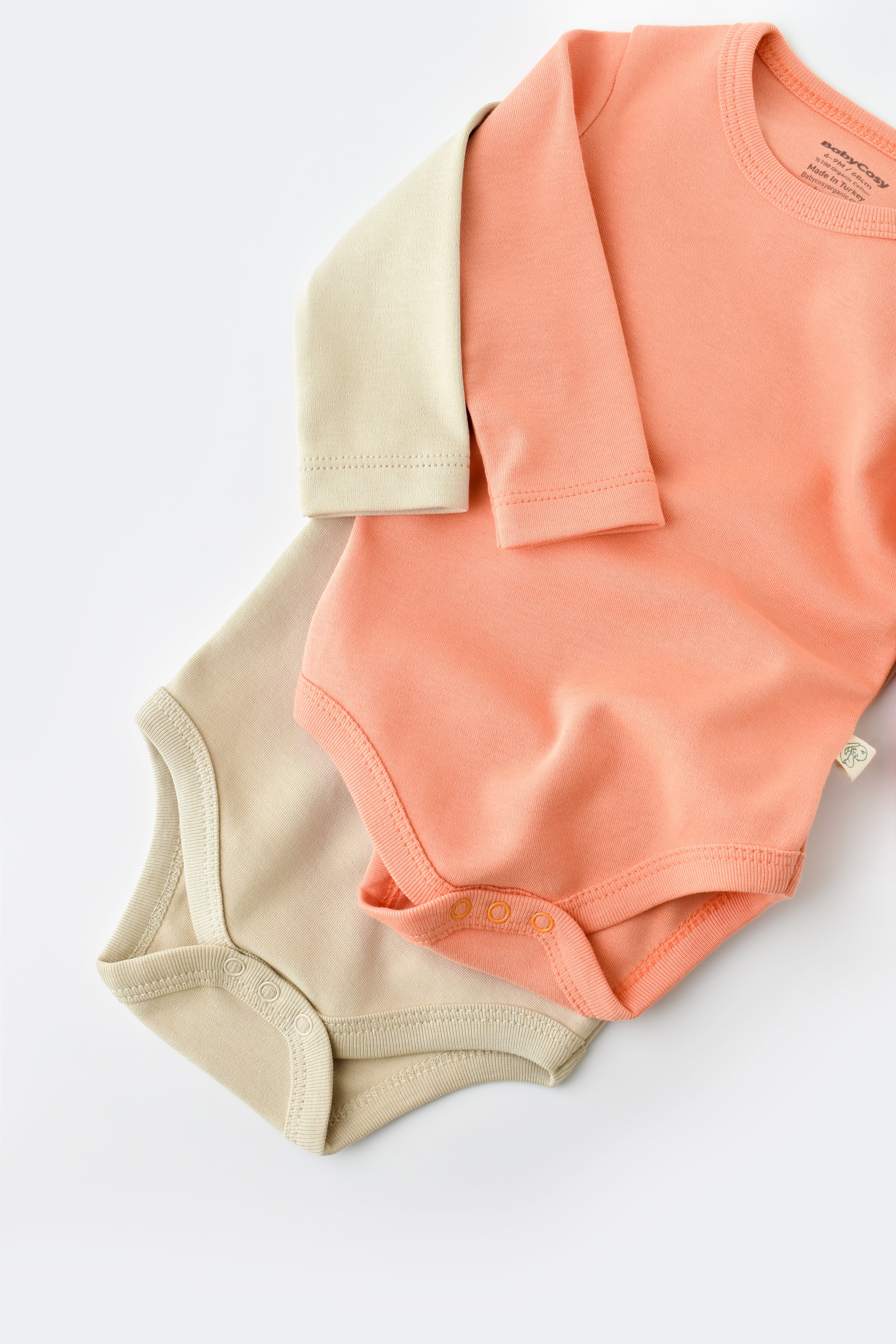 Two Pack Long Sleeve Bodysuit 100% Organic Cotton