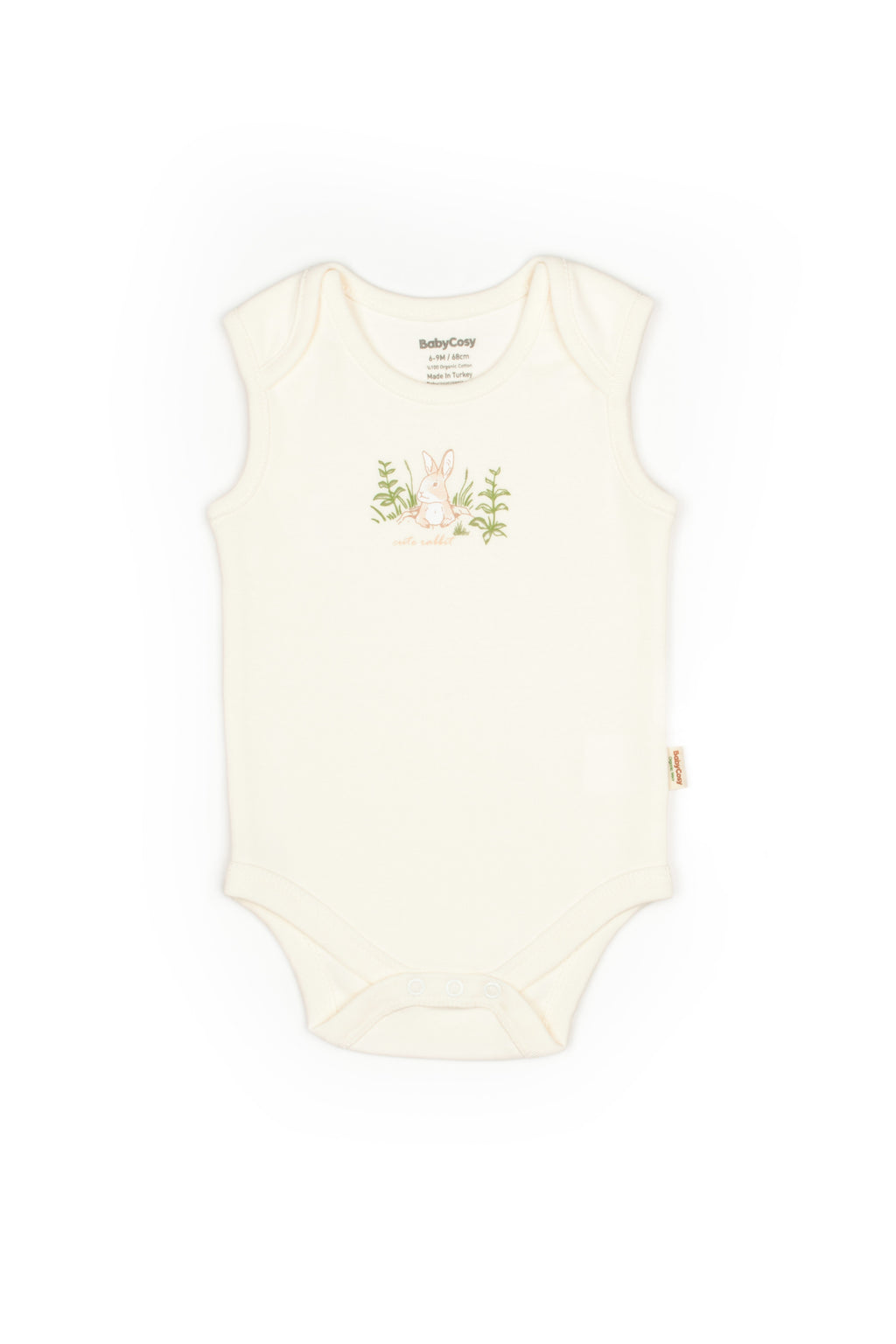 Ecru Bunny Sleeveless Bodysuit 100% Organic Cotton