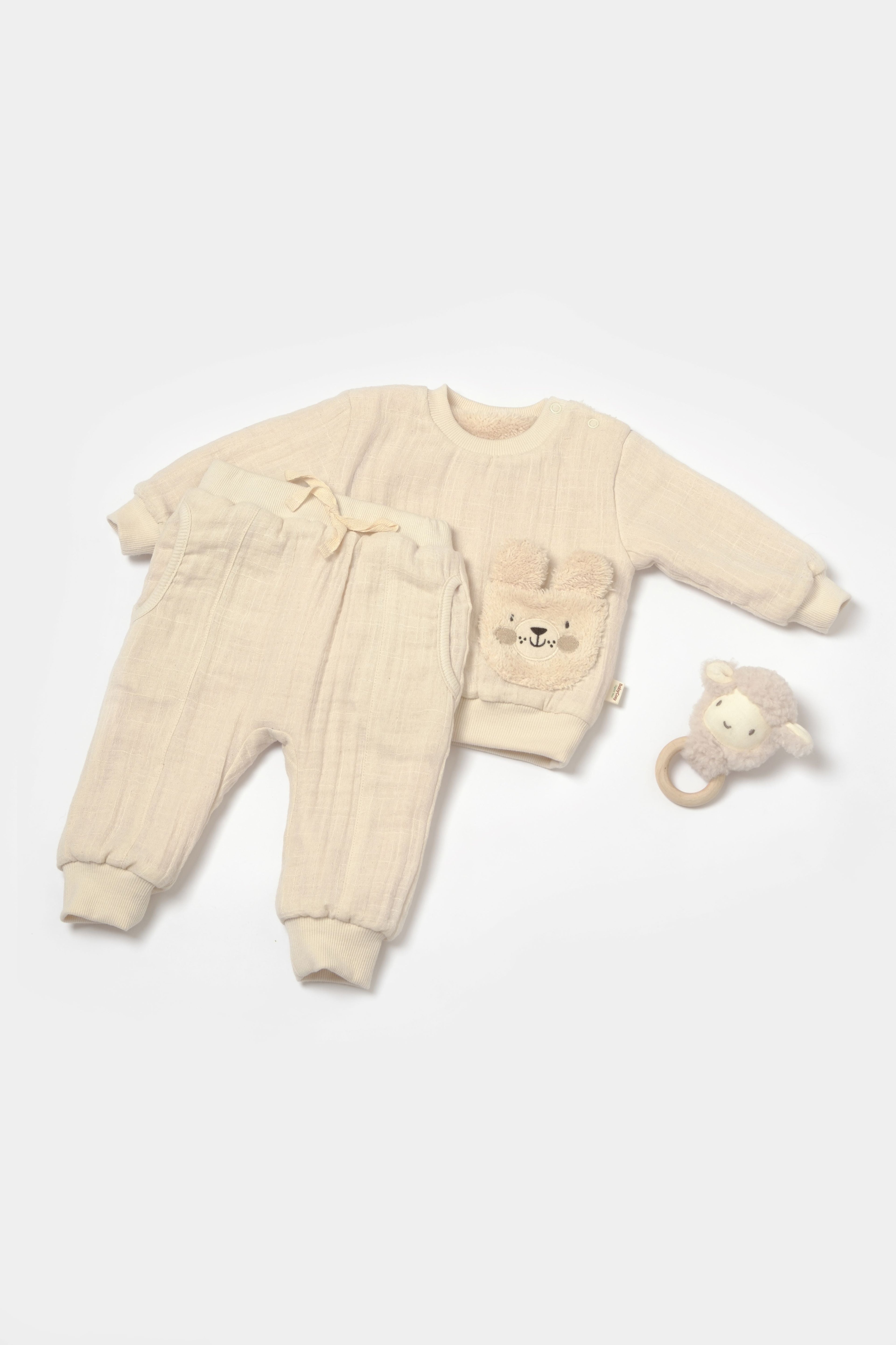 Muslin Stone Sherpa 2 Piece Set