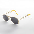 Vintage Steampunk Sunglass with Oval Lens and Intricate Temple Design - Cyrus