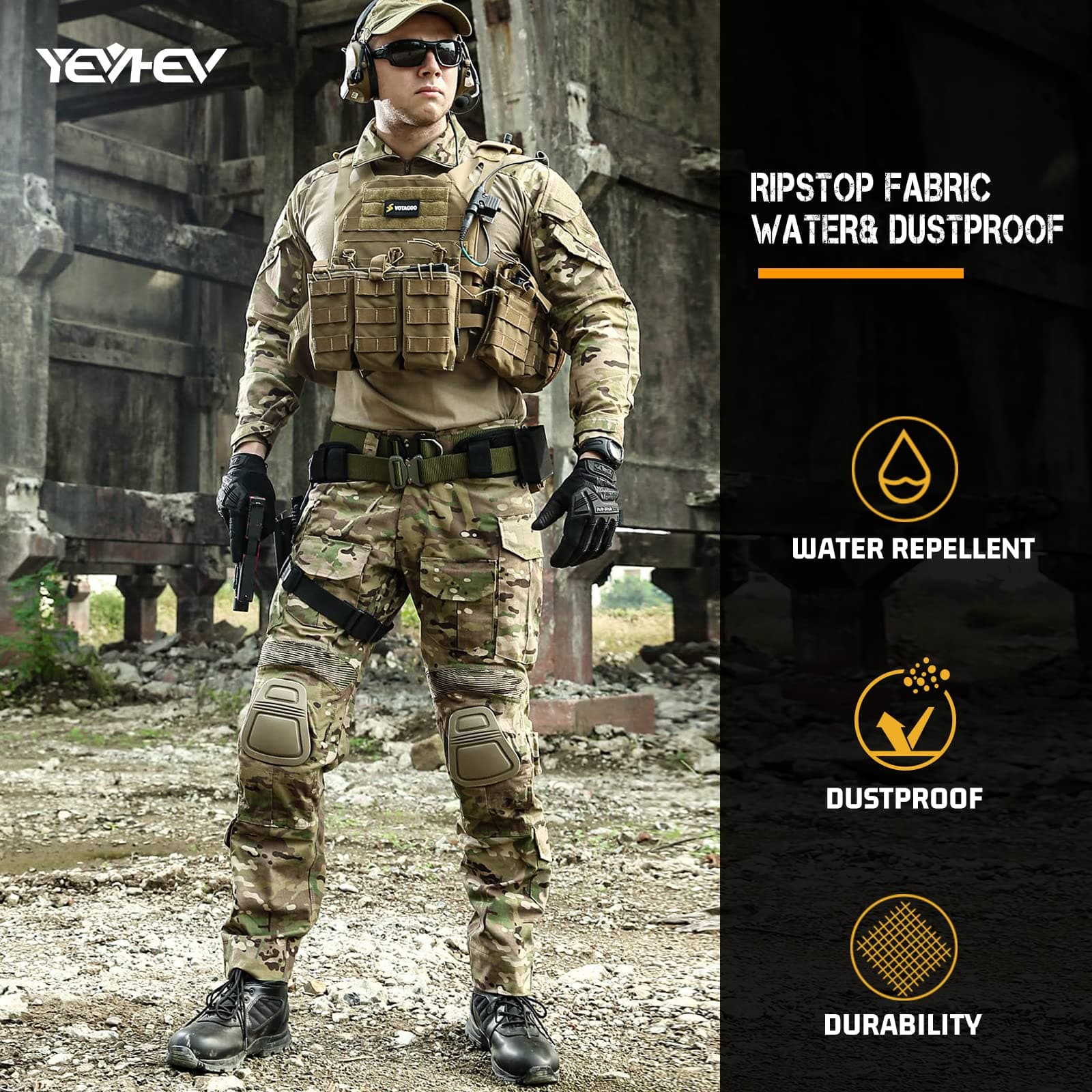 Army Tactical Desert Combat Suits with Knee Pads - G3