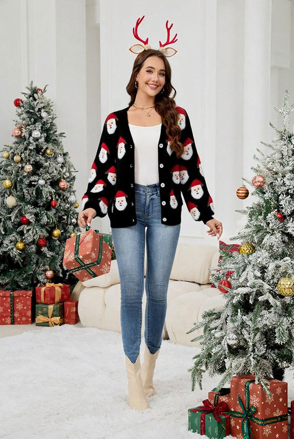 Casual Santa Claus Jacquard Cardigan Sweater | NCS