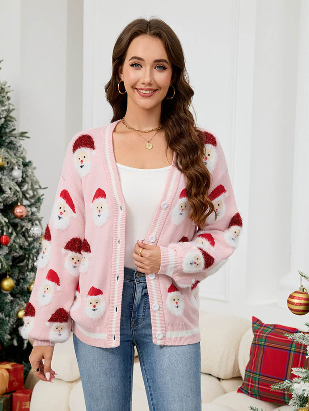 Casual Santa Claus Jacquard Cardigan Sweater | NCS