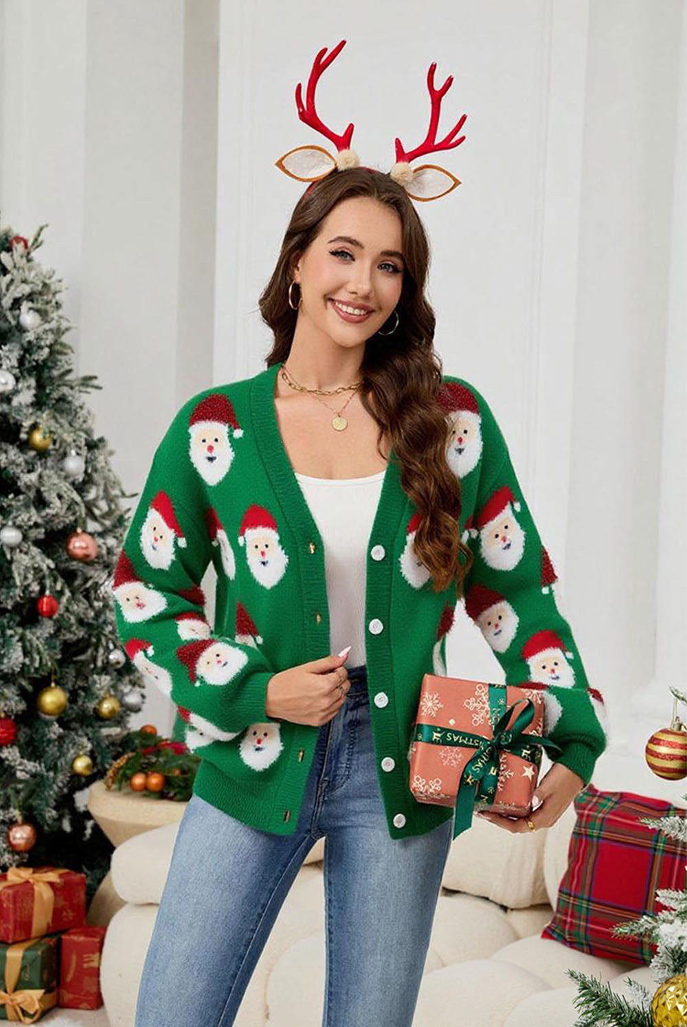 Casual Santa Claus Jacquard Cardigan Sweater | NCS