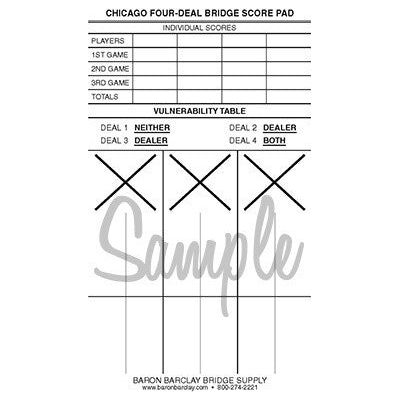 Chicago Bridge Score Pads - Pack of 6 Pads