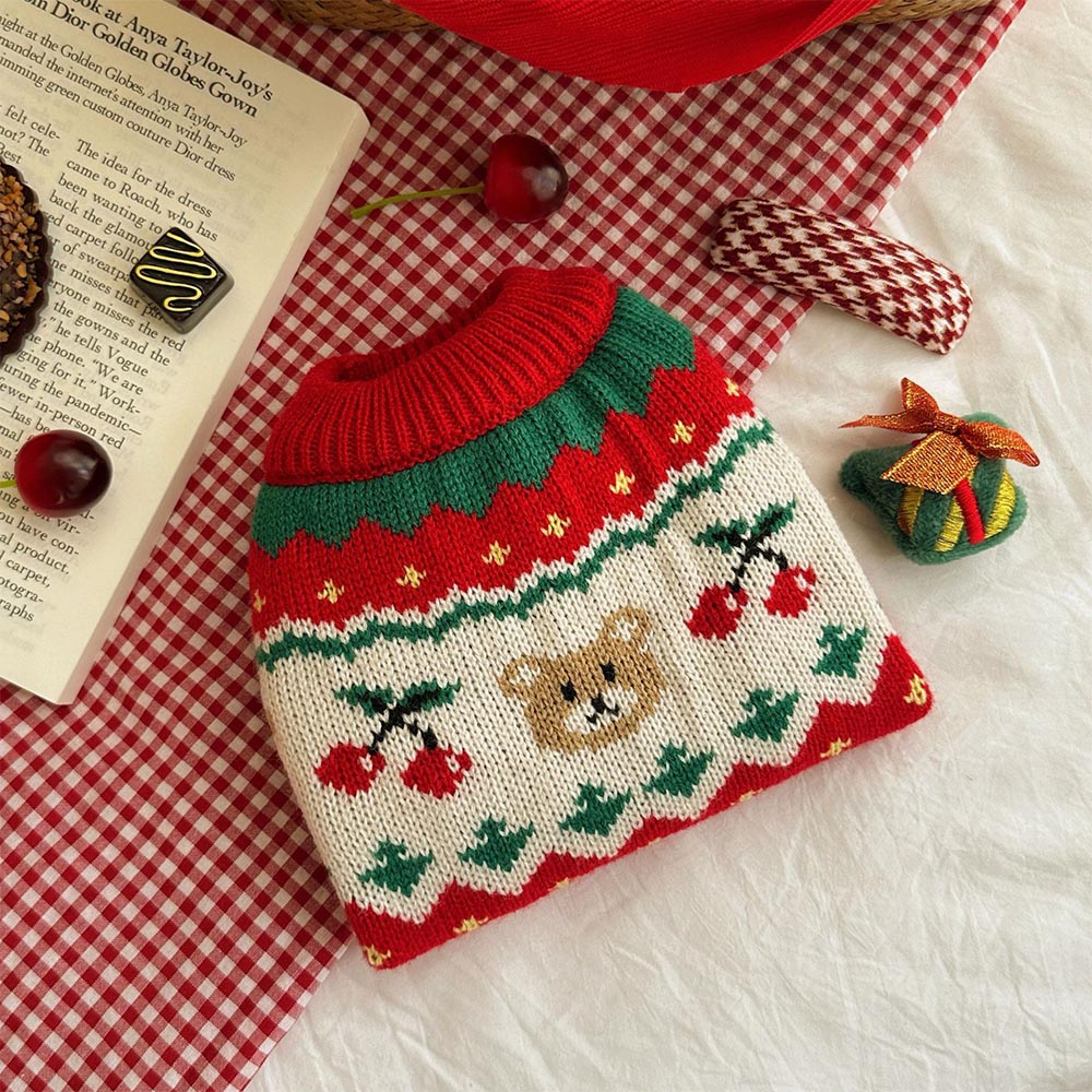 Christmas Cherry Bear Pet Sweater | NCS
