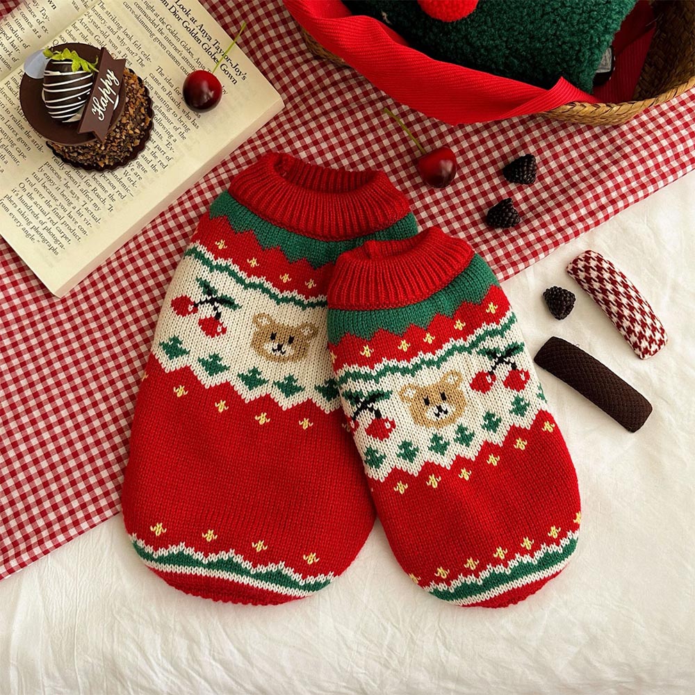 Christmas Cherry Bear Pet Sweater | NCS