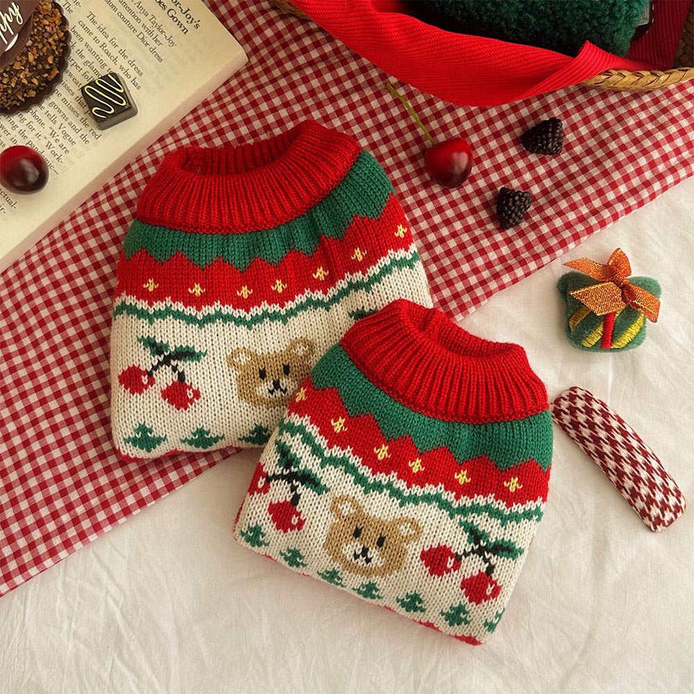 Christmas Cherry Bear Pet Sweater | NCS