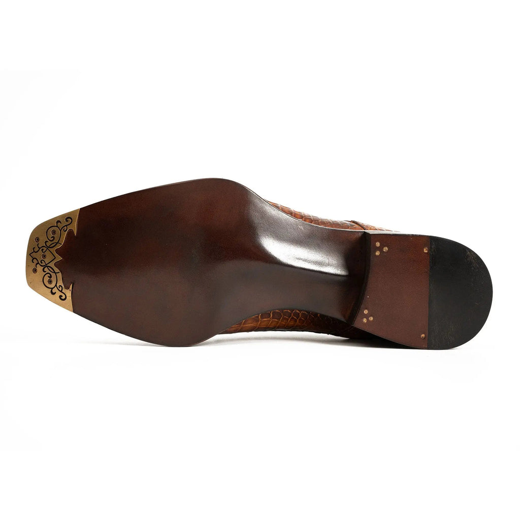 Classic Brown Crocodile Norwegian Derby Shoes
