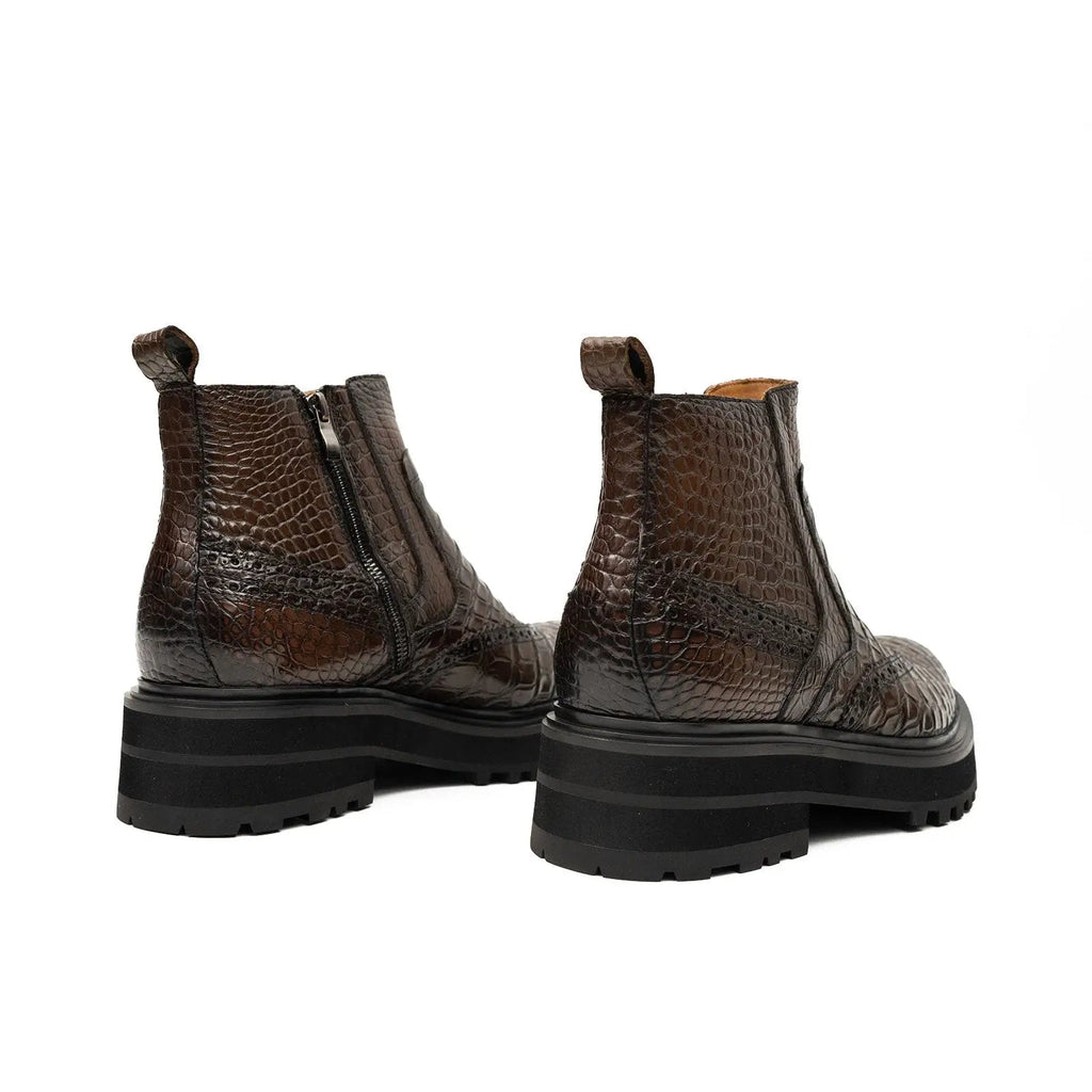 Crocodile - Skin Chelsea Boots with Chunky Sole