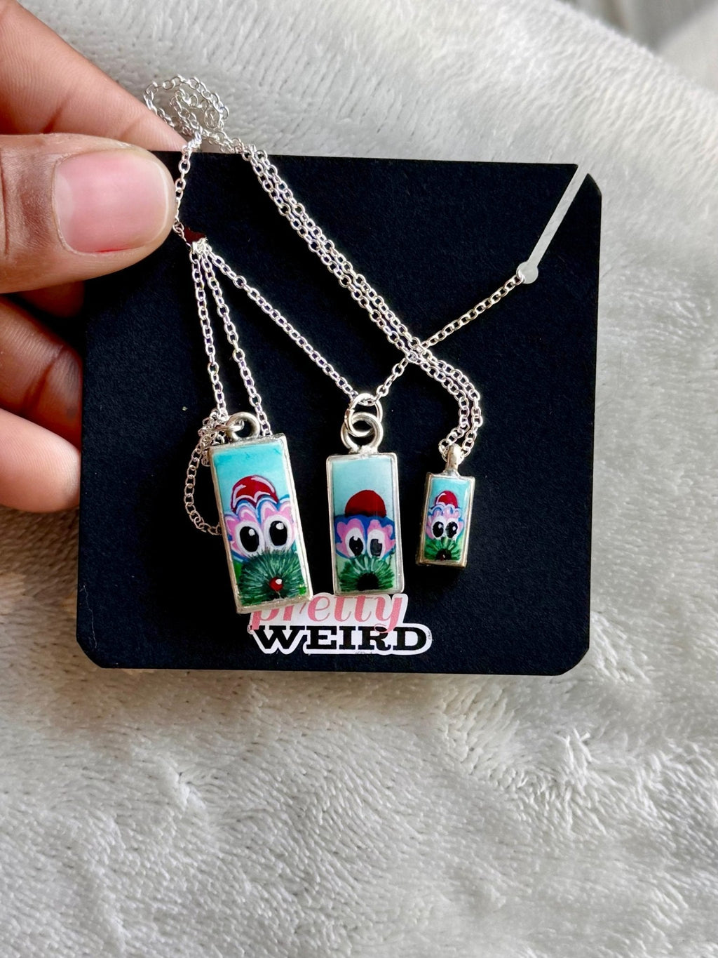 Baby Peeking Phanatic | Hand-Painted Pendant Necklace