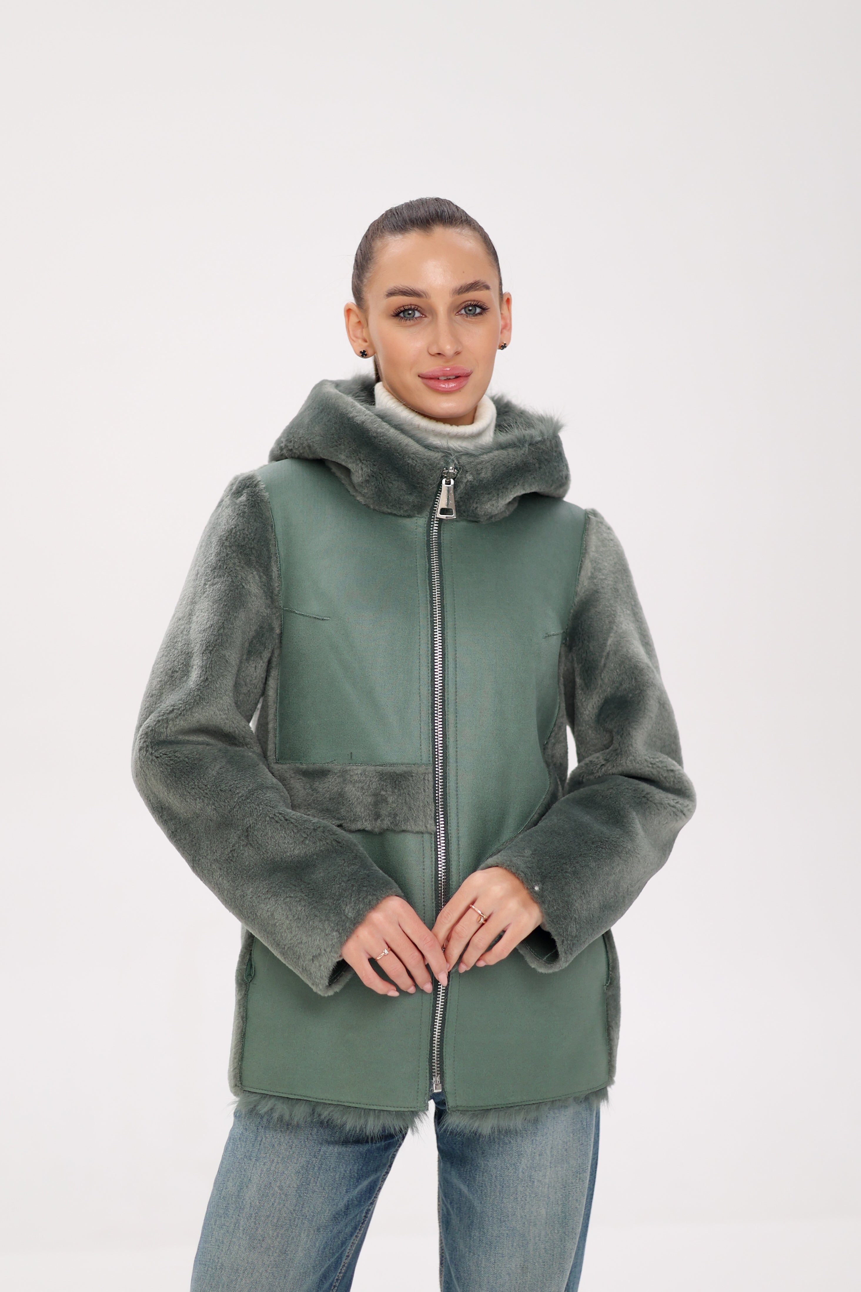 ⇆ Reversible Hooded Wool Blend Jacket