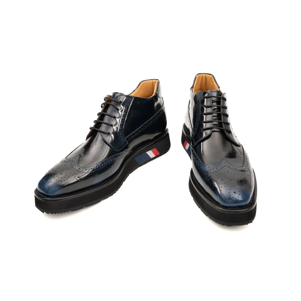 DIVINCH Navy Patent Brogue Bootie