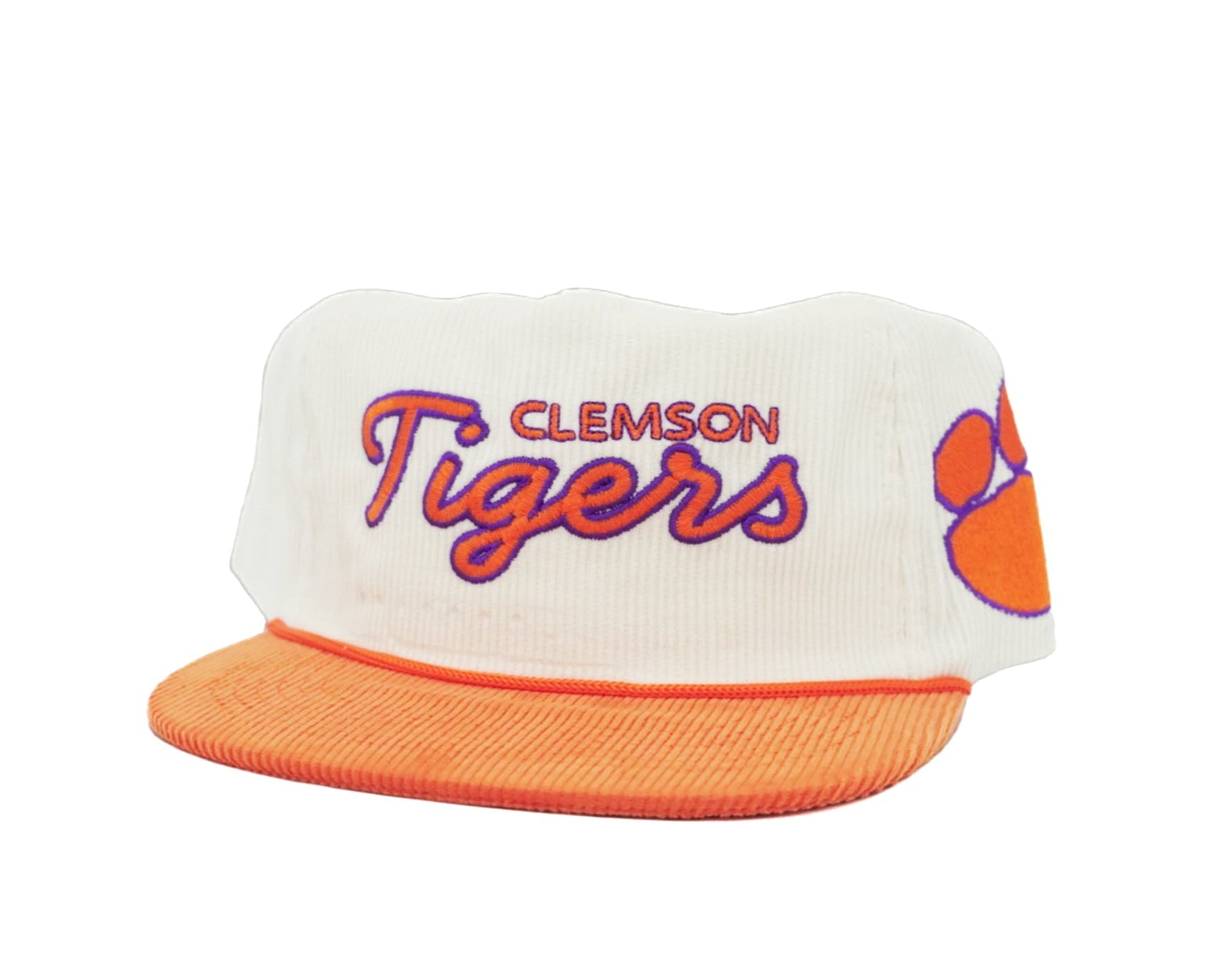 Corduroy White Clemson Cursive Tigers