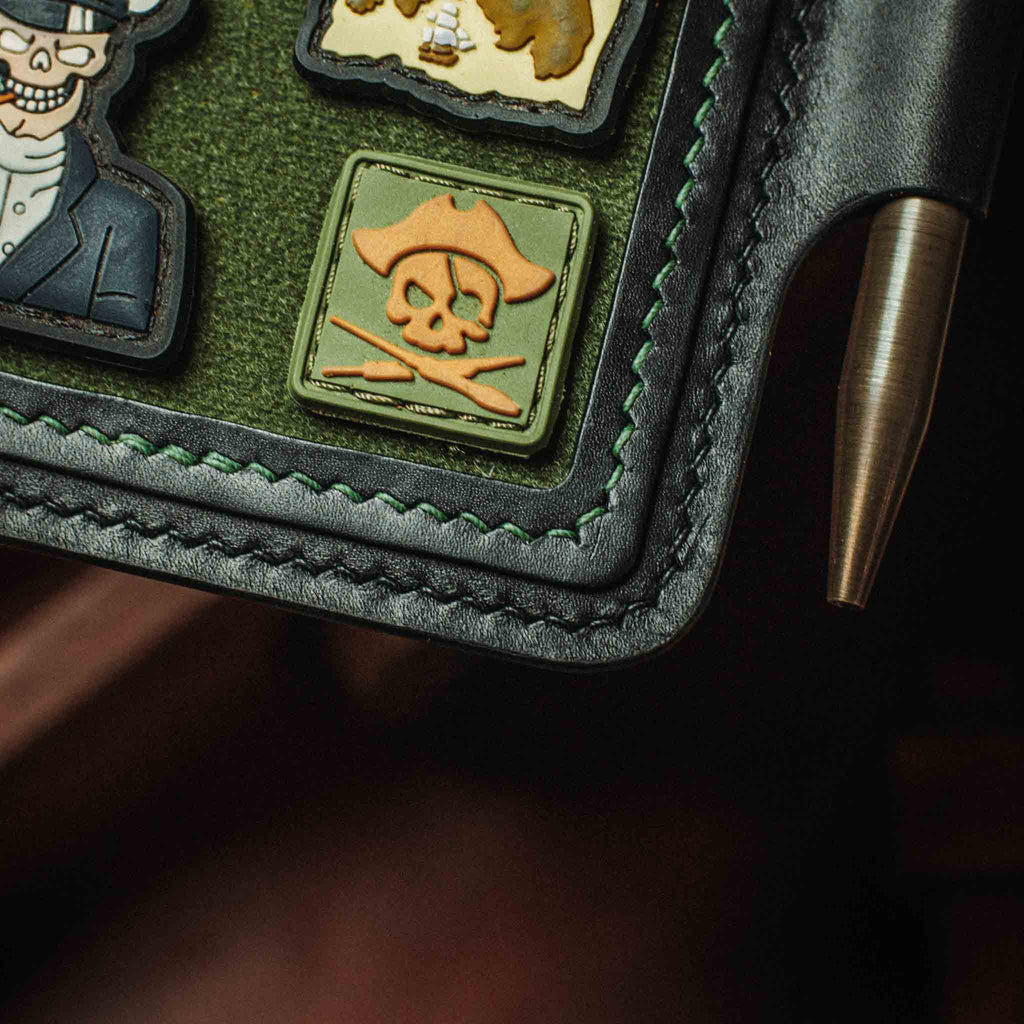 Velcro Journal Cover - Helmsman | Leather Field Notes Holder | Patch Display