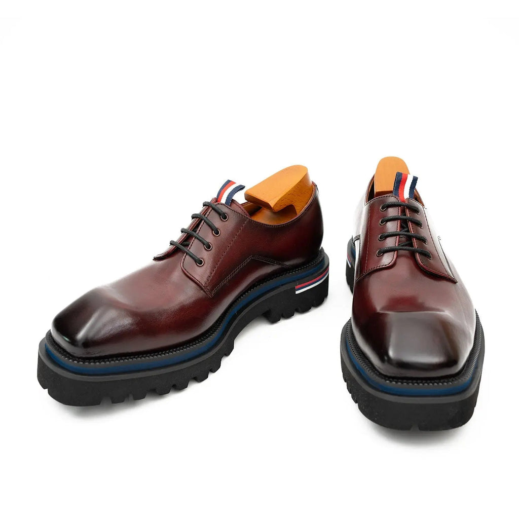 Derby Shoes Chunky 6cm heel boost Wine red