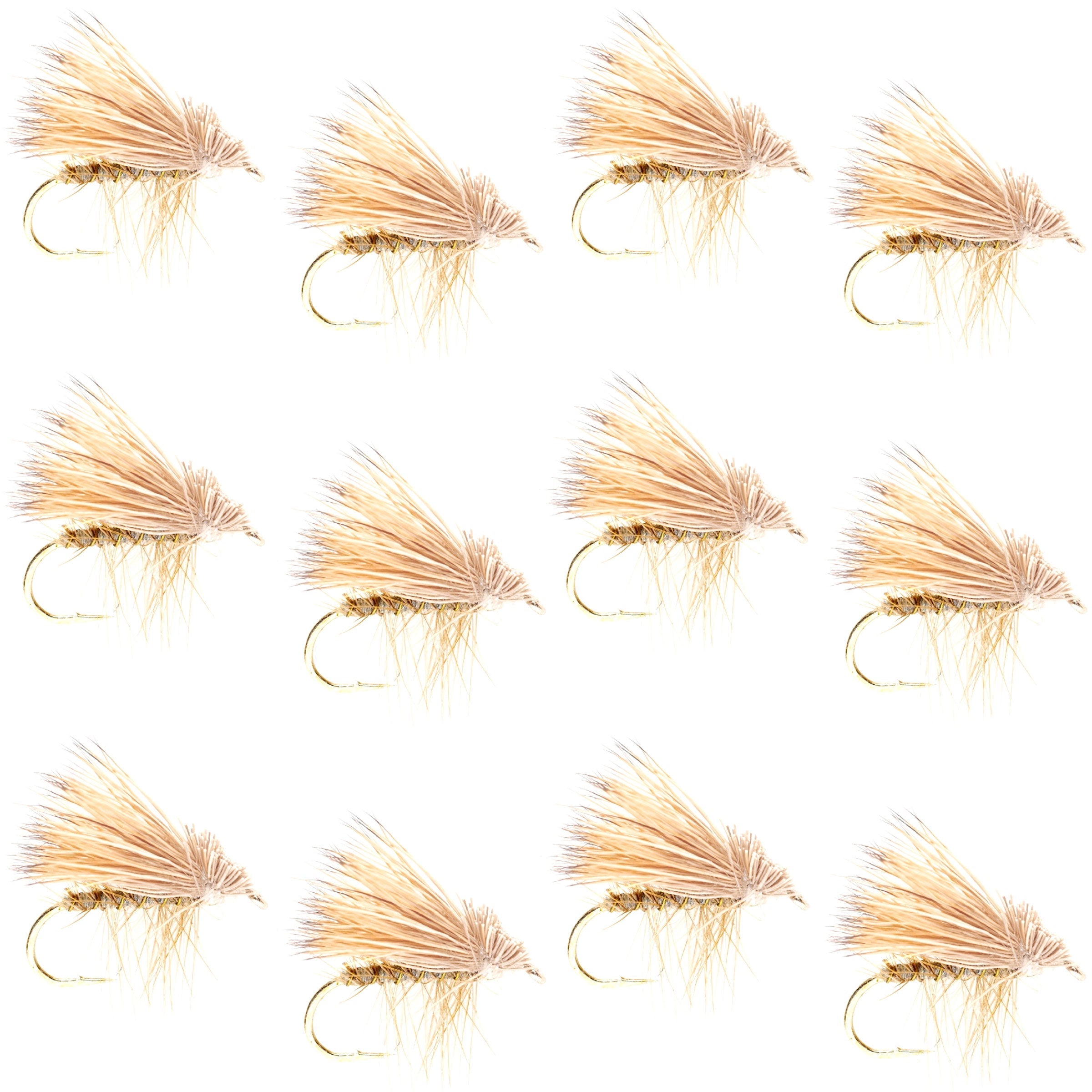 Barbless Yellow Elk Hair Caddis Classic Trout Dry Flies 1 Dozen Flies Size 18