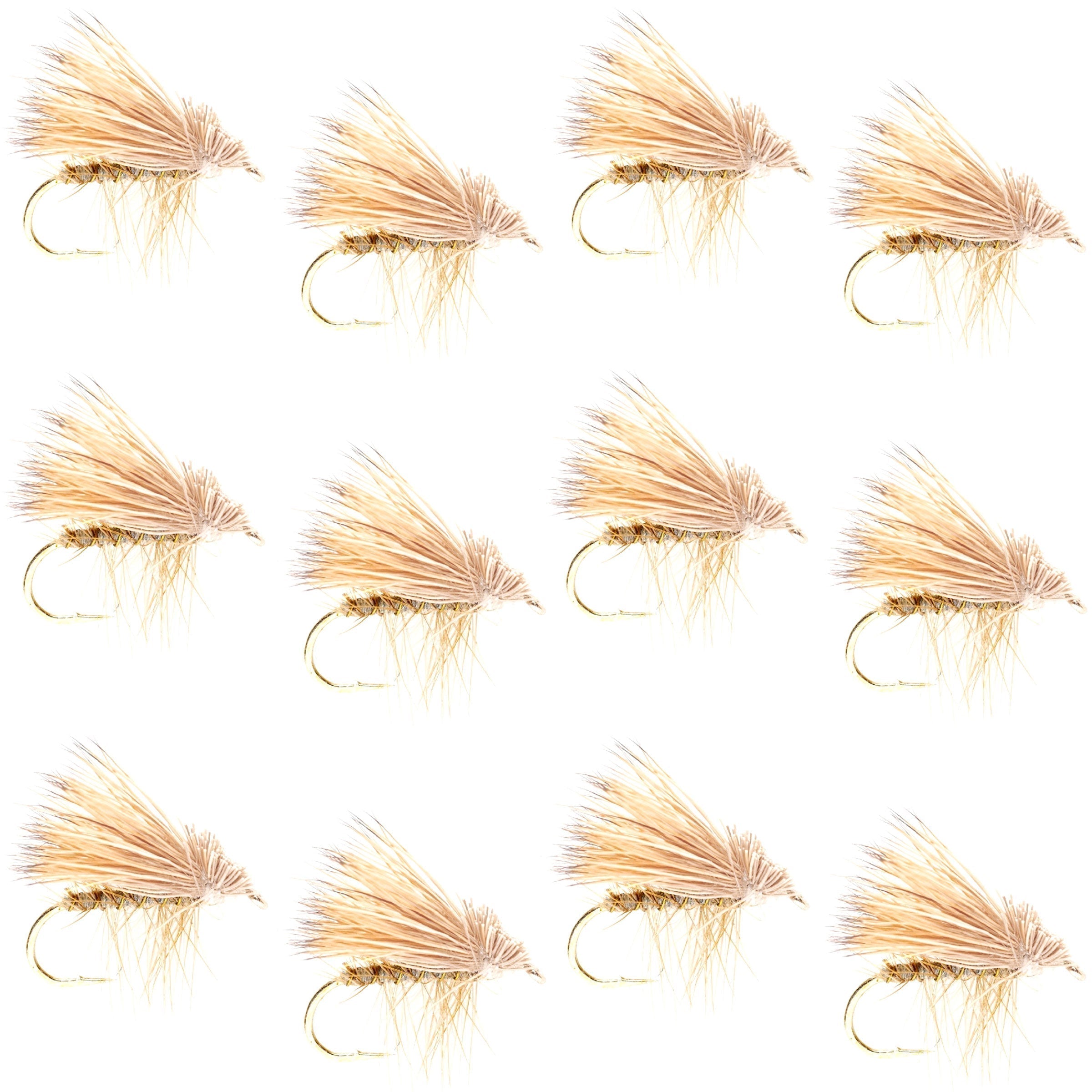 Barbless Yellow Elk Hair Caddis Classic Trout Dry Flies 1 Dozen Flies Size 12