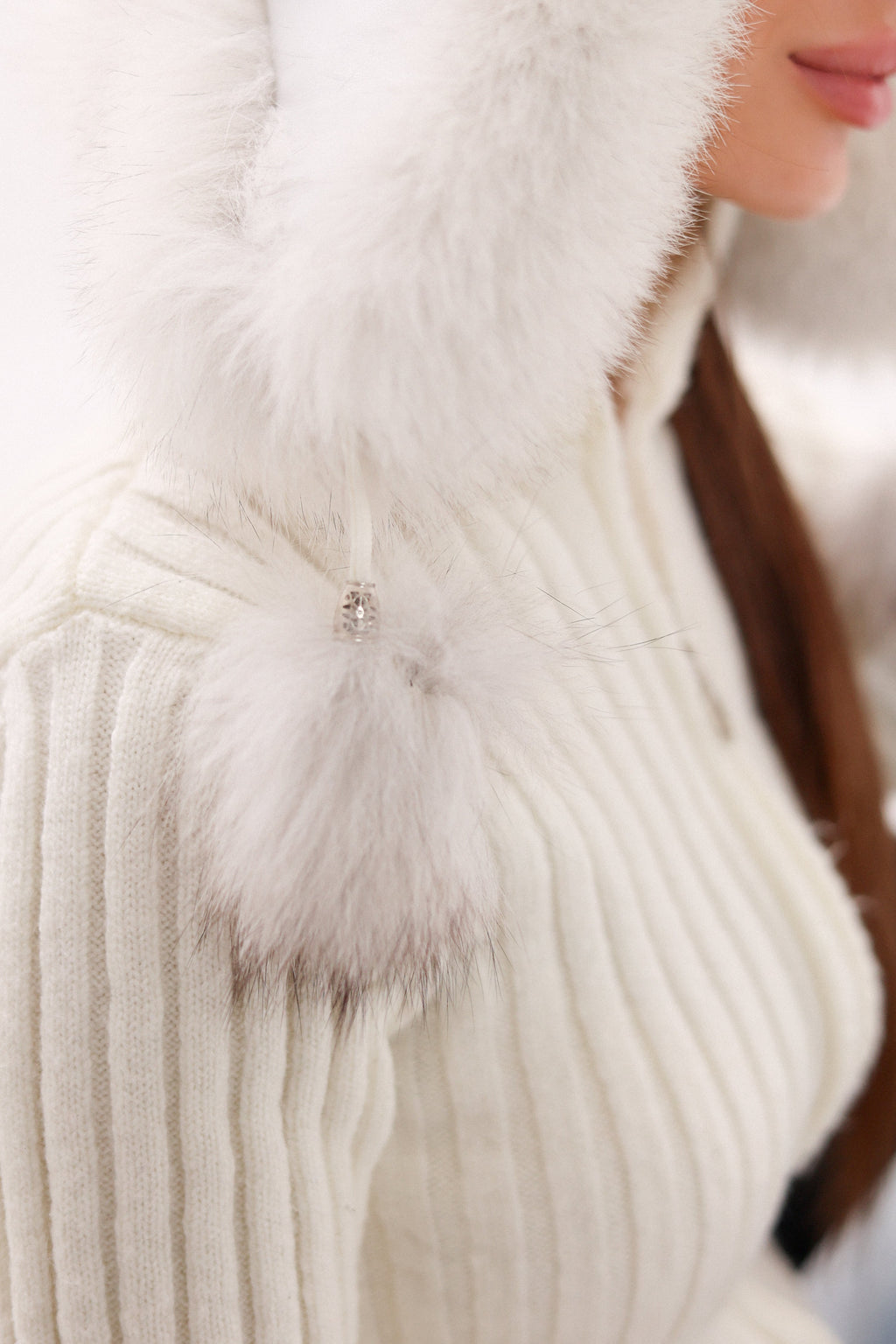 Genuine Arctic Fox Fur Genuine Leather Hat