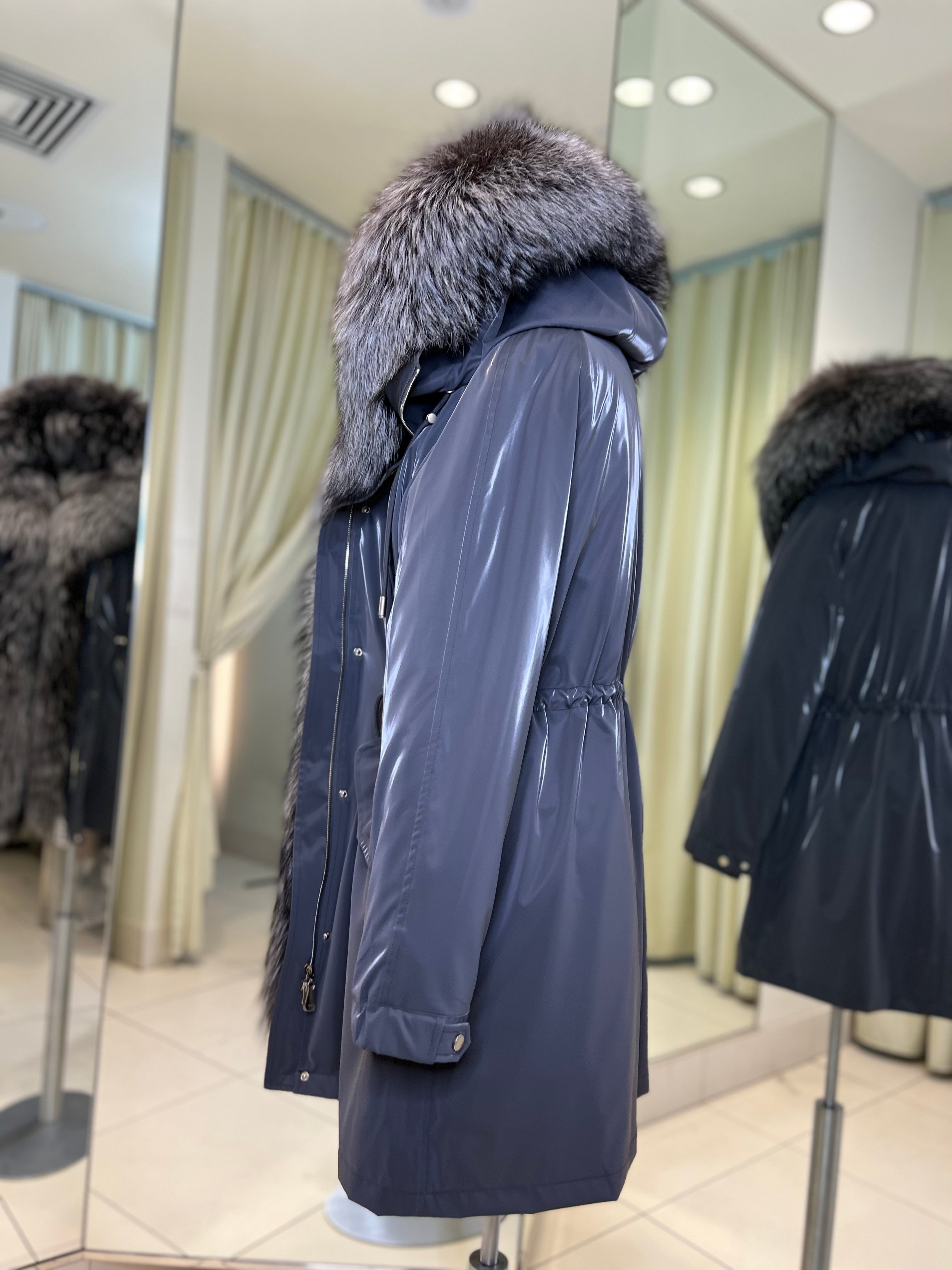 Genuine Silver Fox Fully Lined Hood Rabbit Insulated Parka