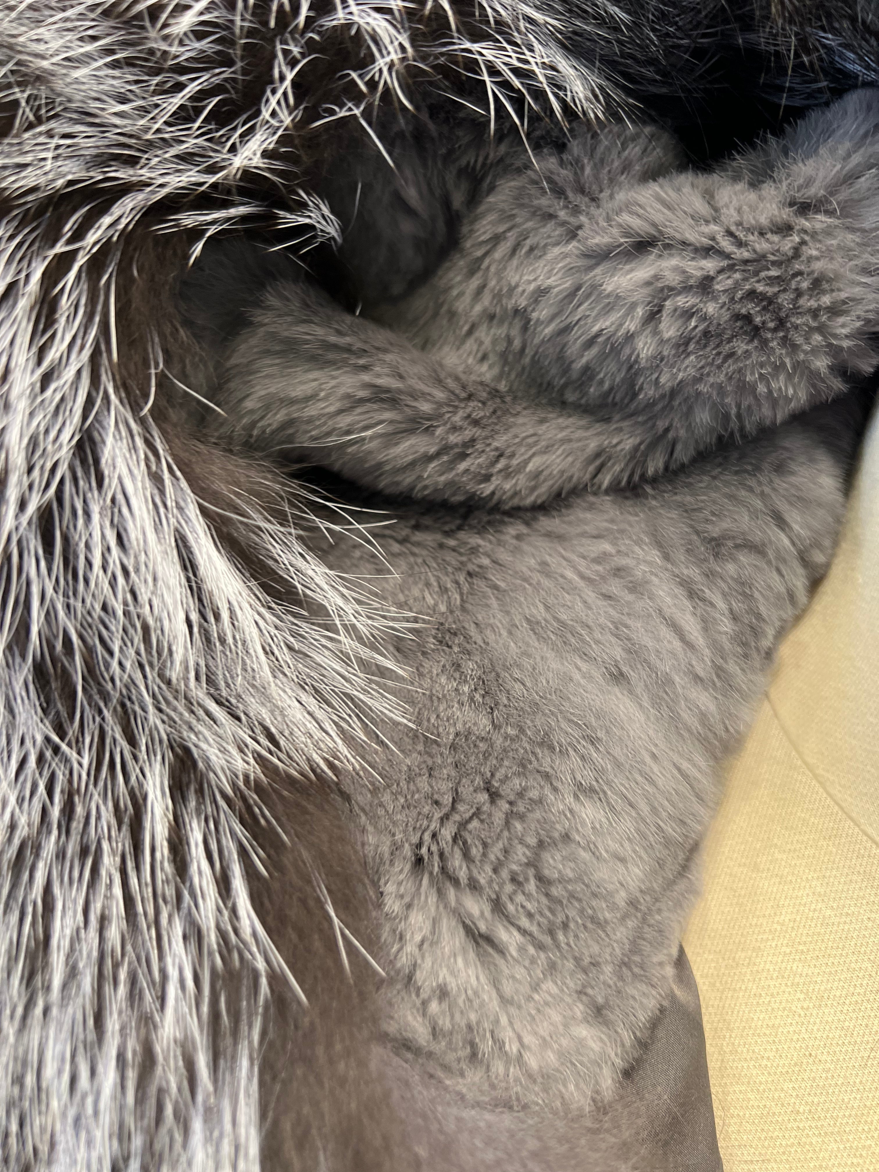 Roma Genuine Silver Fox Fur Rabbit Fur Insulated Parka in Red