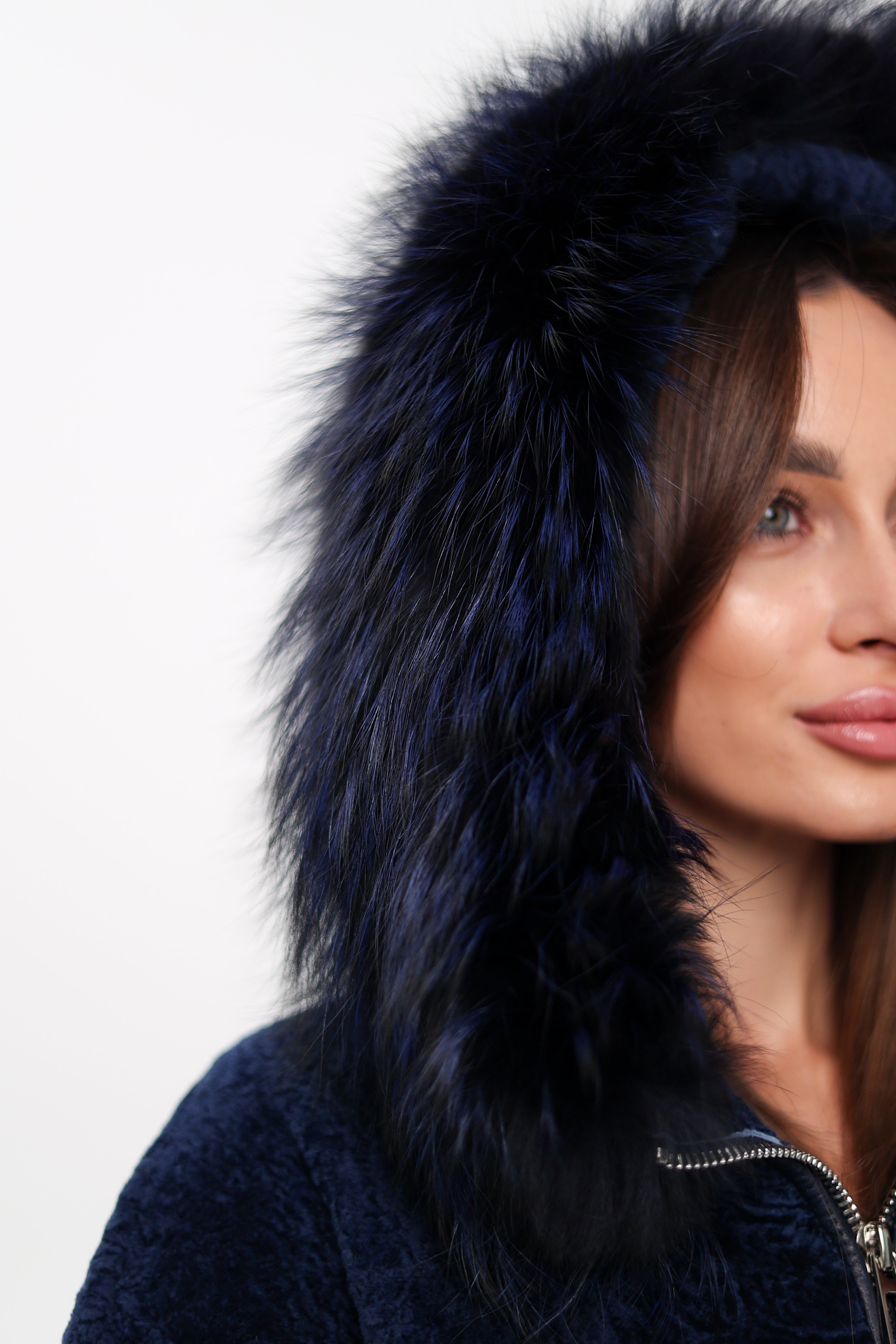 Genuine Shearling Silver Fox Trim Jacket