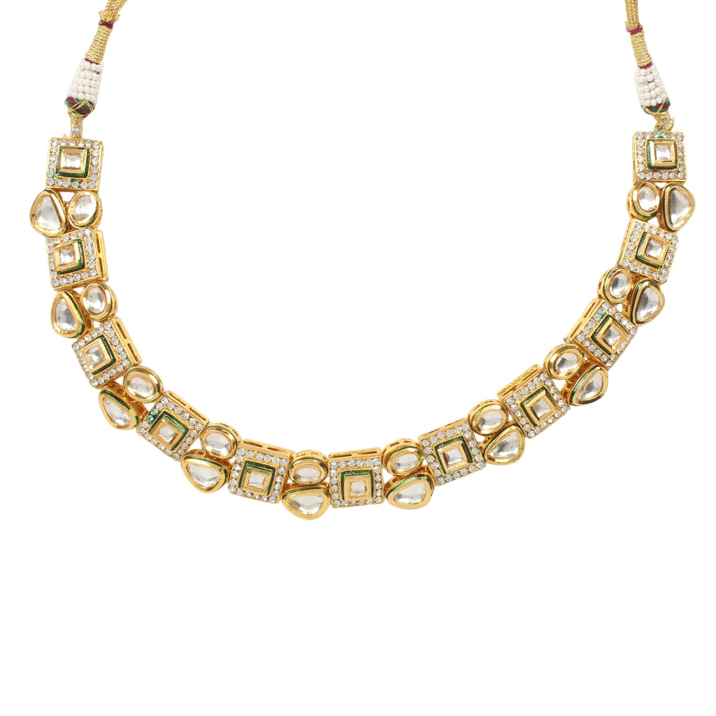 Beautiful Handcrafted Kundan Necklace with Pair of Earrings