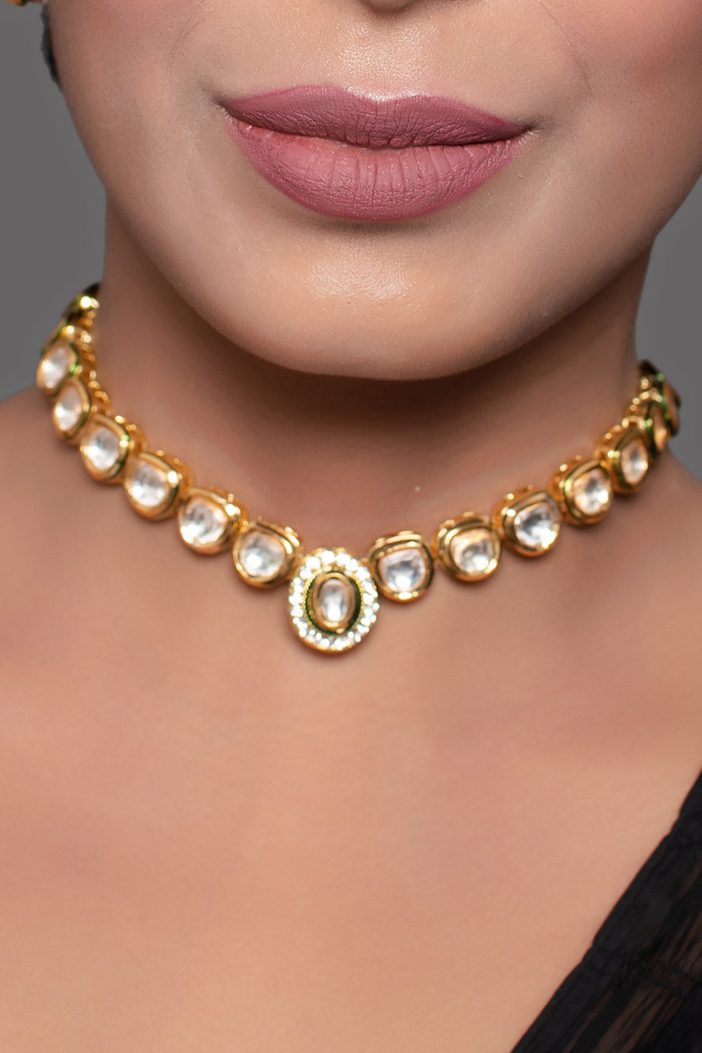 Handcrafted Kundan Necklace Stone with Earring