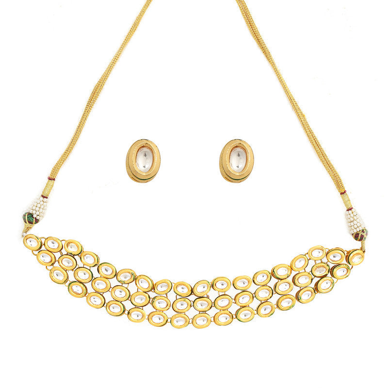 Handcrafted Beautiful Kundan Choker With Earrings
