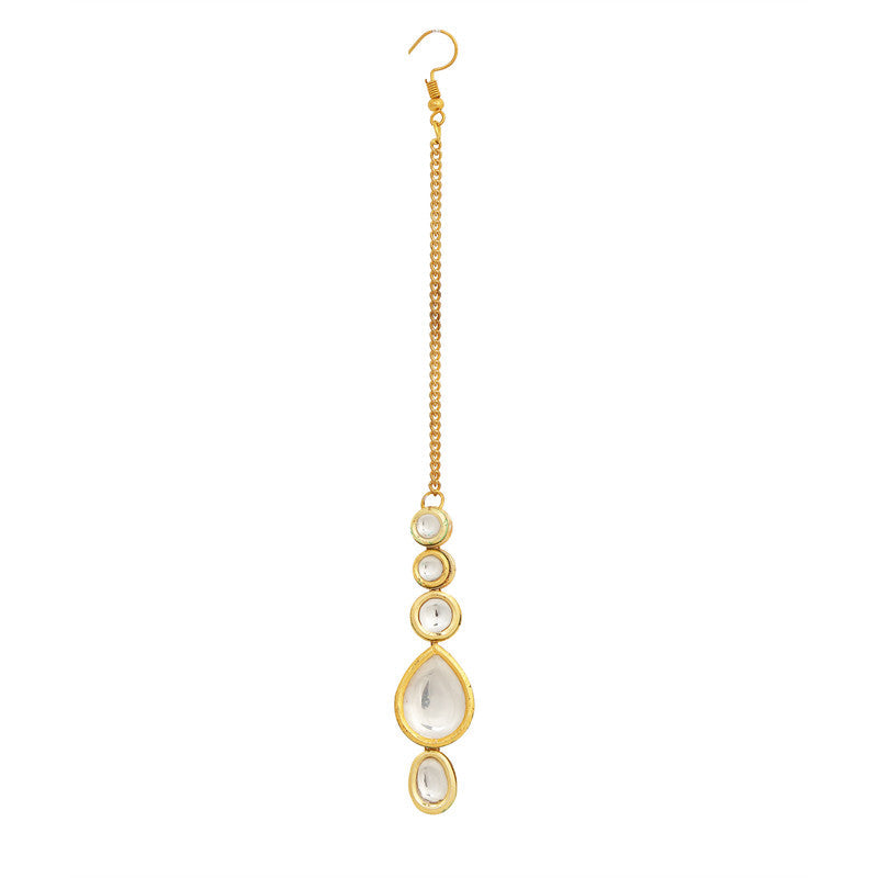 Beautifully Handcrafted Maharani Look Kundan Necklace With Earrings and Mang Tikka