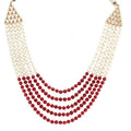 Exclusive Ruby and White Pearl Layered Necklace