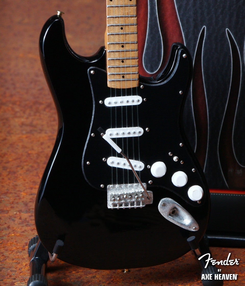 Fender™ Strat™ Black Finish & Black Pick Guard - Officially Licensed Miniature Guitar Replica