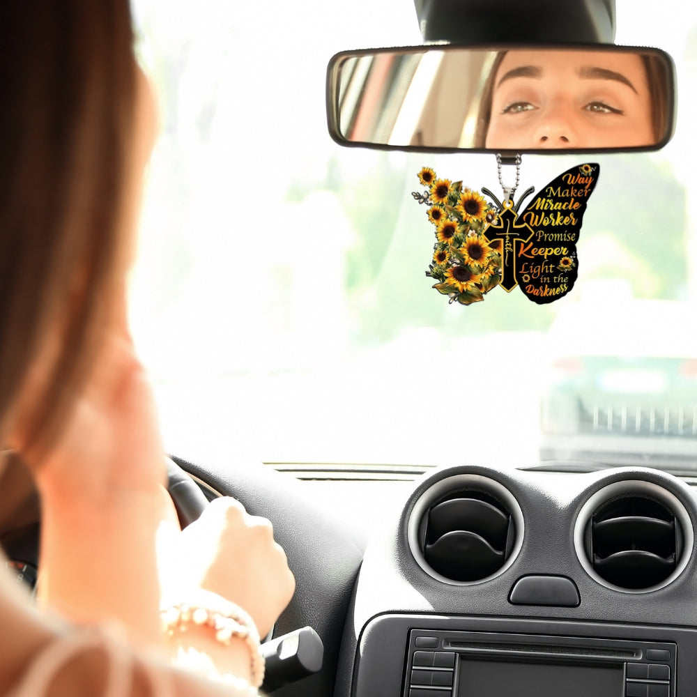 Faith Butterfly Key Chain, Rearview Mirror Ornament - Way Maker