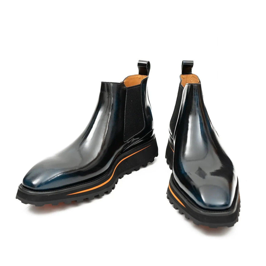 Foil leather Thick-Soled Chelsea Boot 2898 Blue
