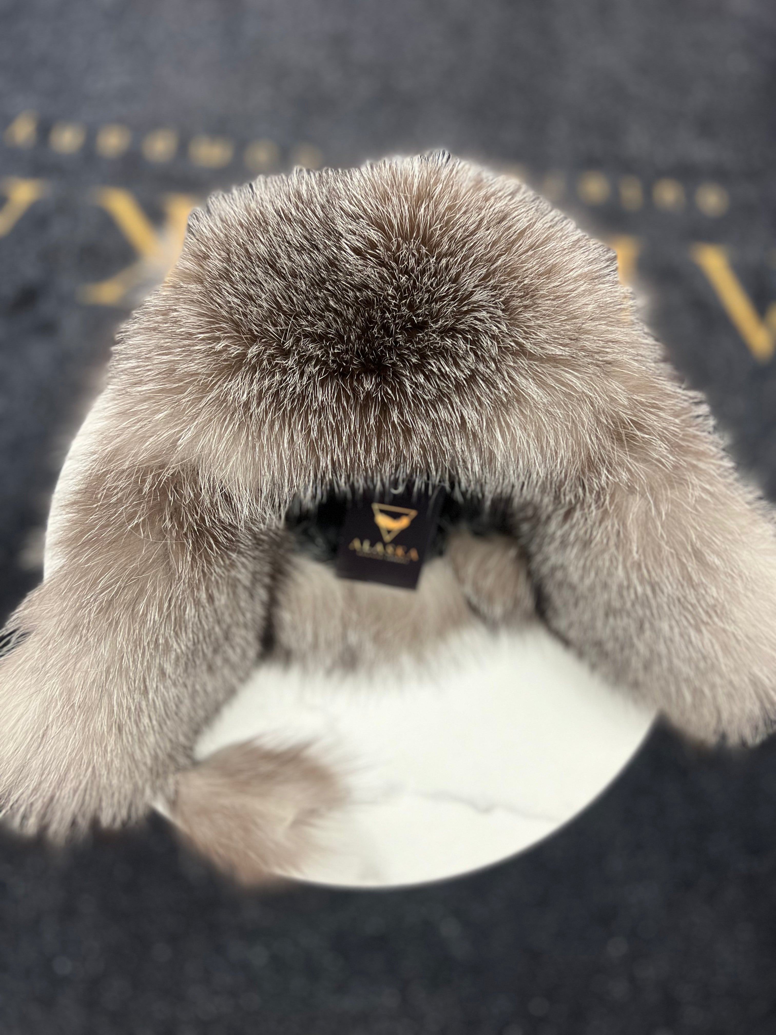 Genuine Silver Fox Fur Genuine Leather Hat