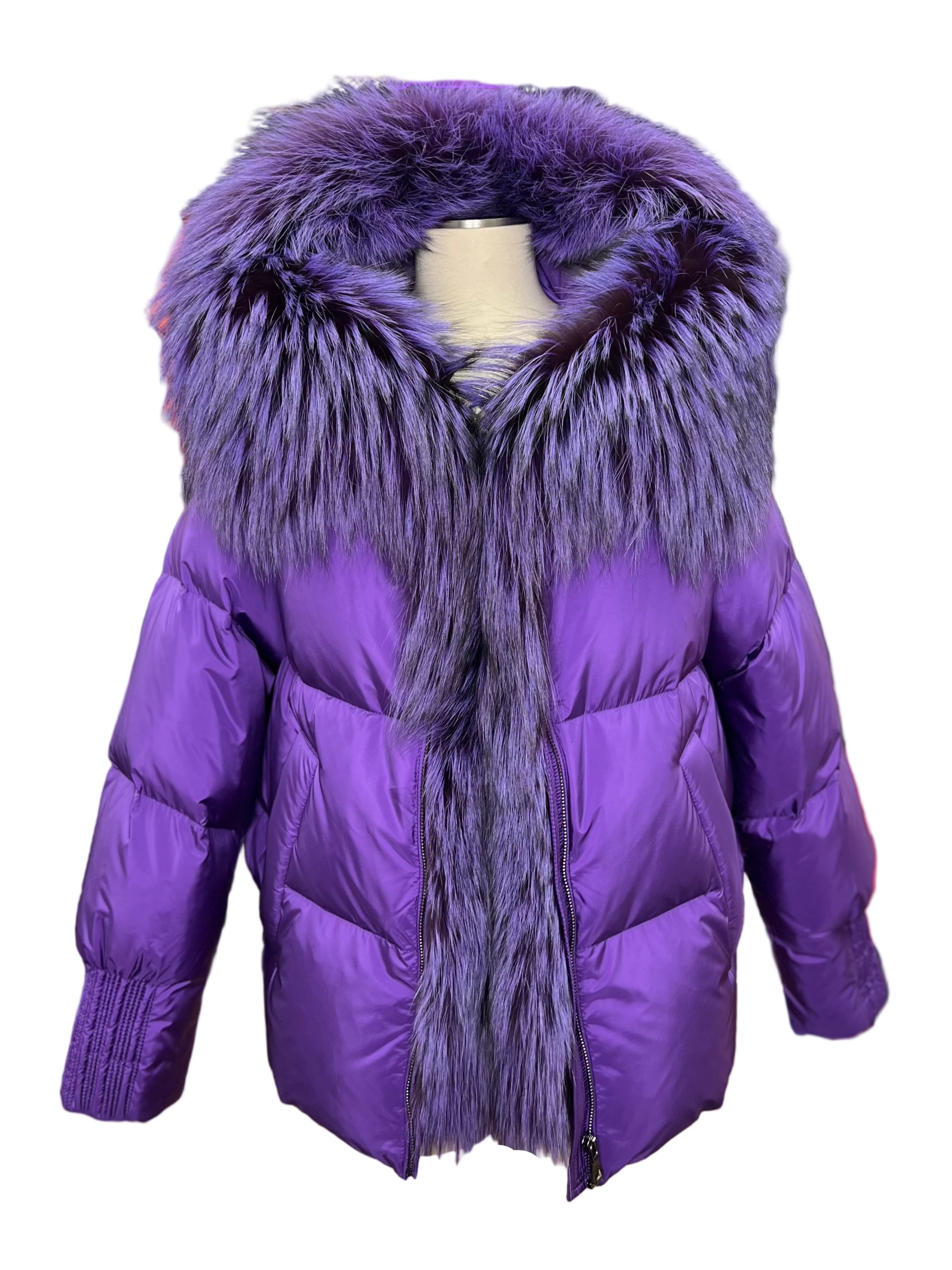 Genuine Silver Fox Fur Down Fill Parka