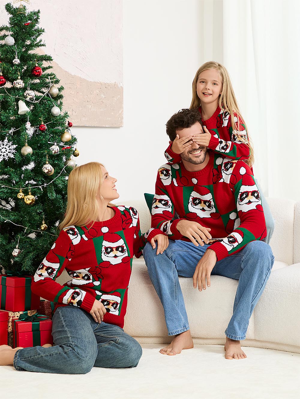 Funny Sunglasses Santa Claus Knit Sweater | NCS