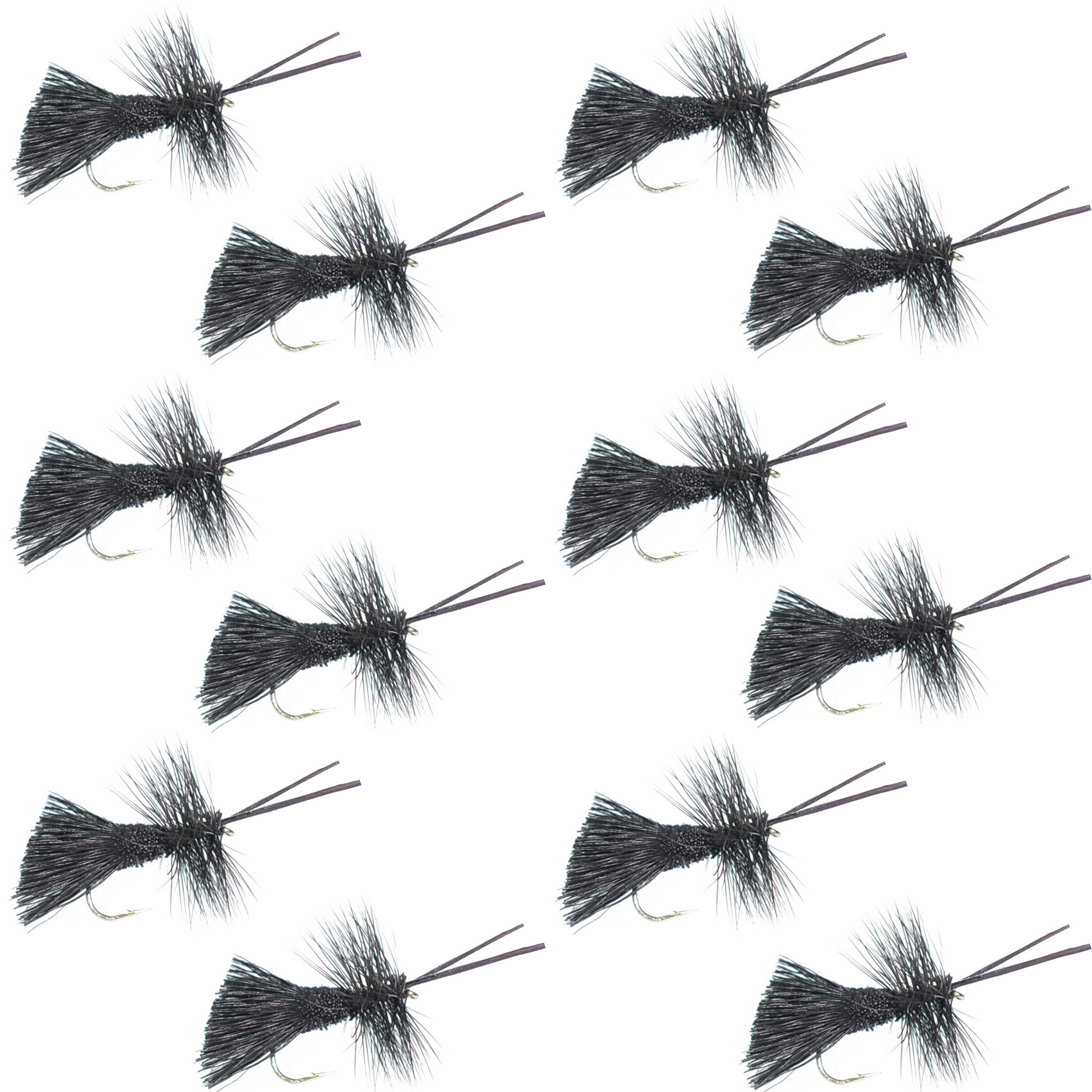 Goddard Caddis Black Dry Fly - 12 Flies Hook Size 14