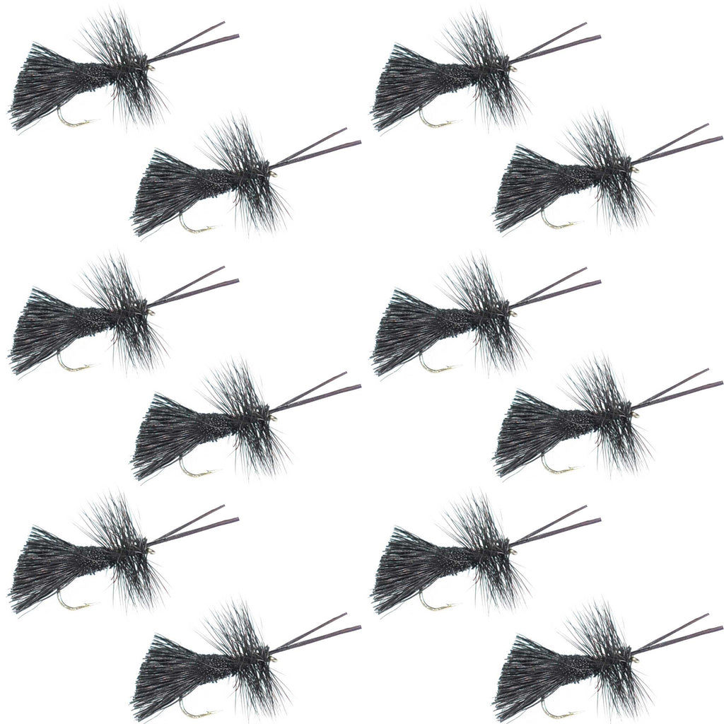 Goddard Caddis Black Dry Fly - 12 Flies Hook Size 16