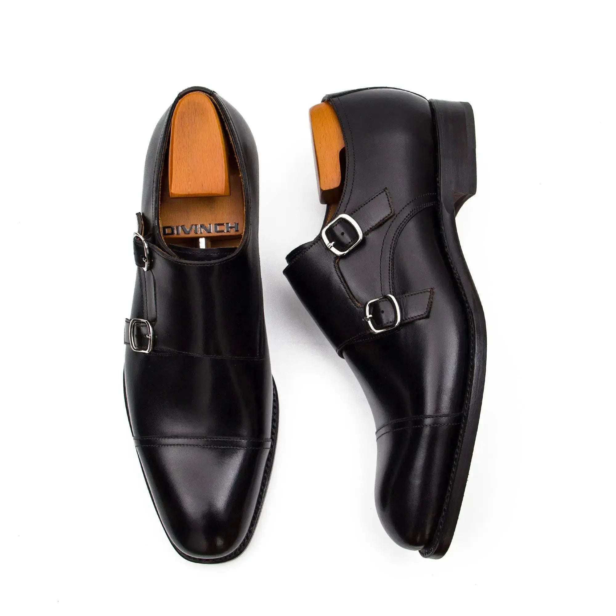 Goodyear Premium Double Monk Strap Shoes Black