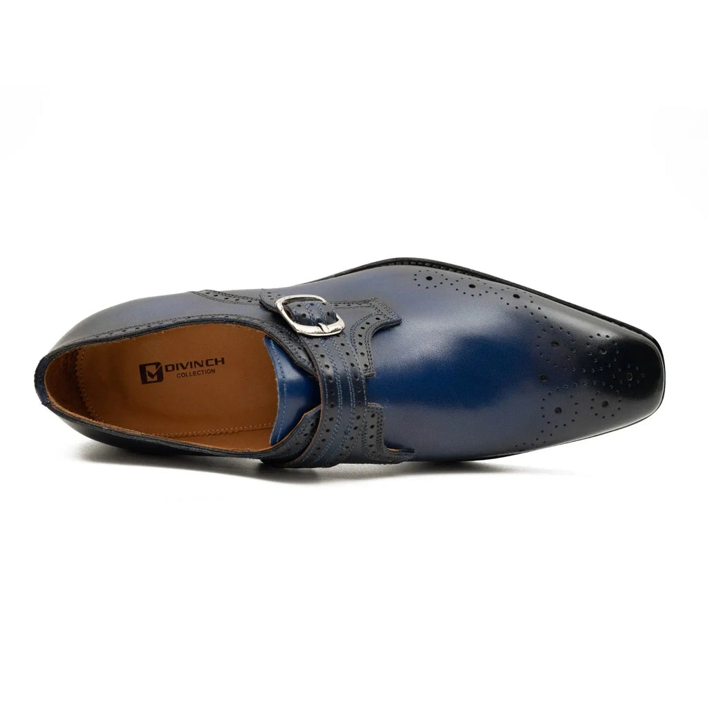 Goodyear Welted Monk Strap Shoes Blue
