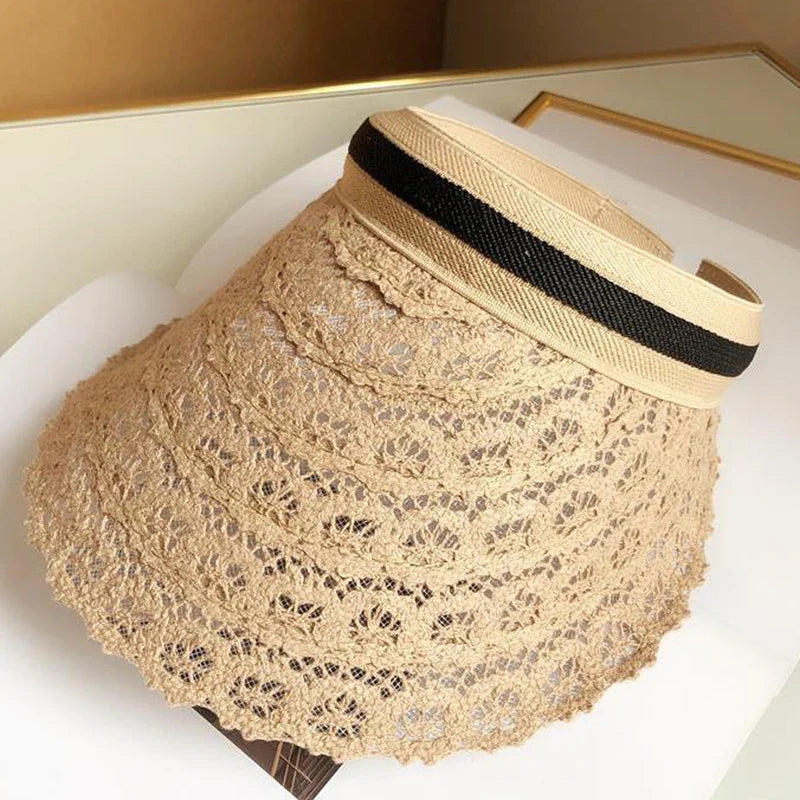 2025 New women summer sun visor wide-brimmed beach hat
