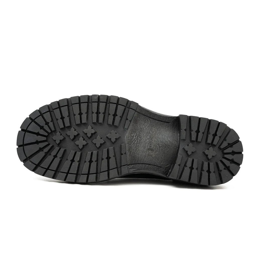 Handcrafted Big Toe Derby Shoes with Thick Sole  Black