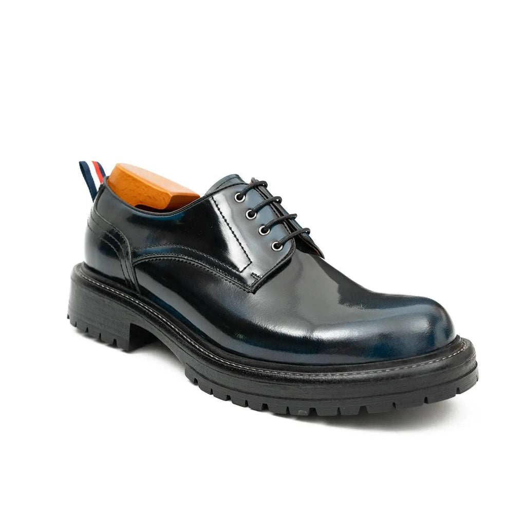 Handcrafted Big Toe Derby Shoes with Thick Sole  Blue
