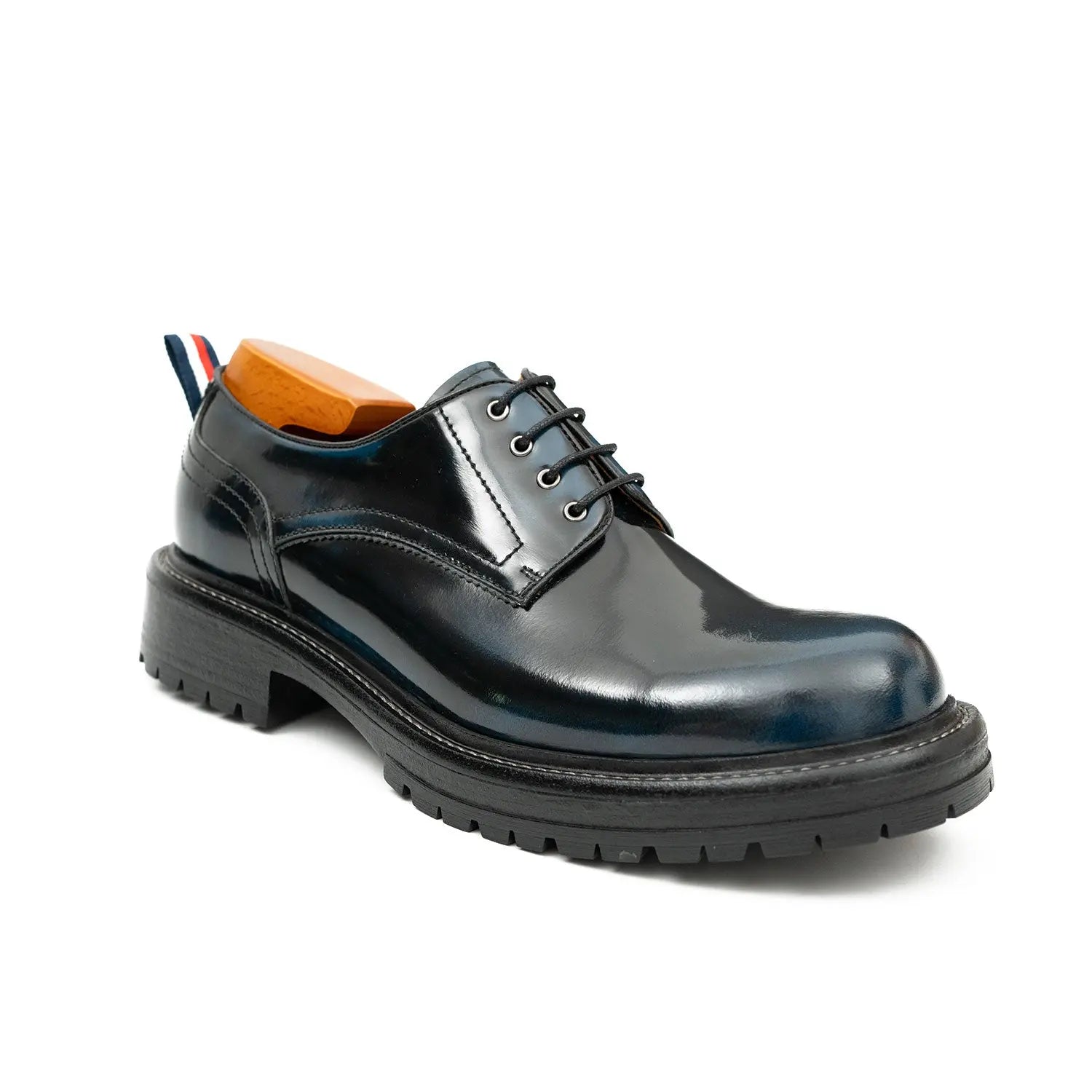 Handcrafted Big Toe Derby Shoes with Thick Sole  Blue