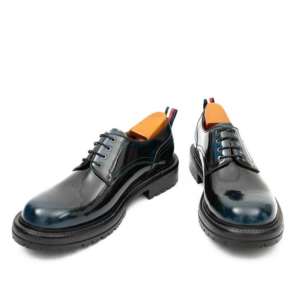 Handcrafted Big Toe Derby Shoes with Thick Sole  Blue