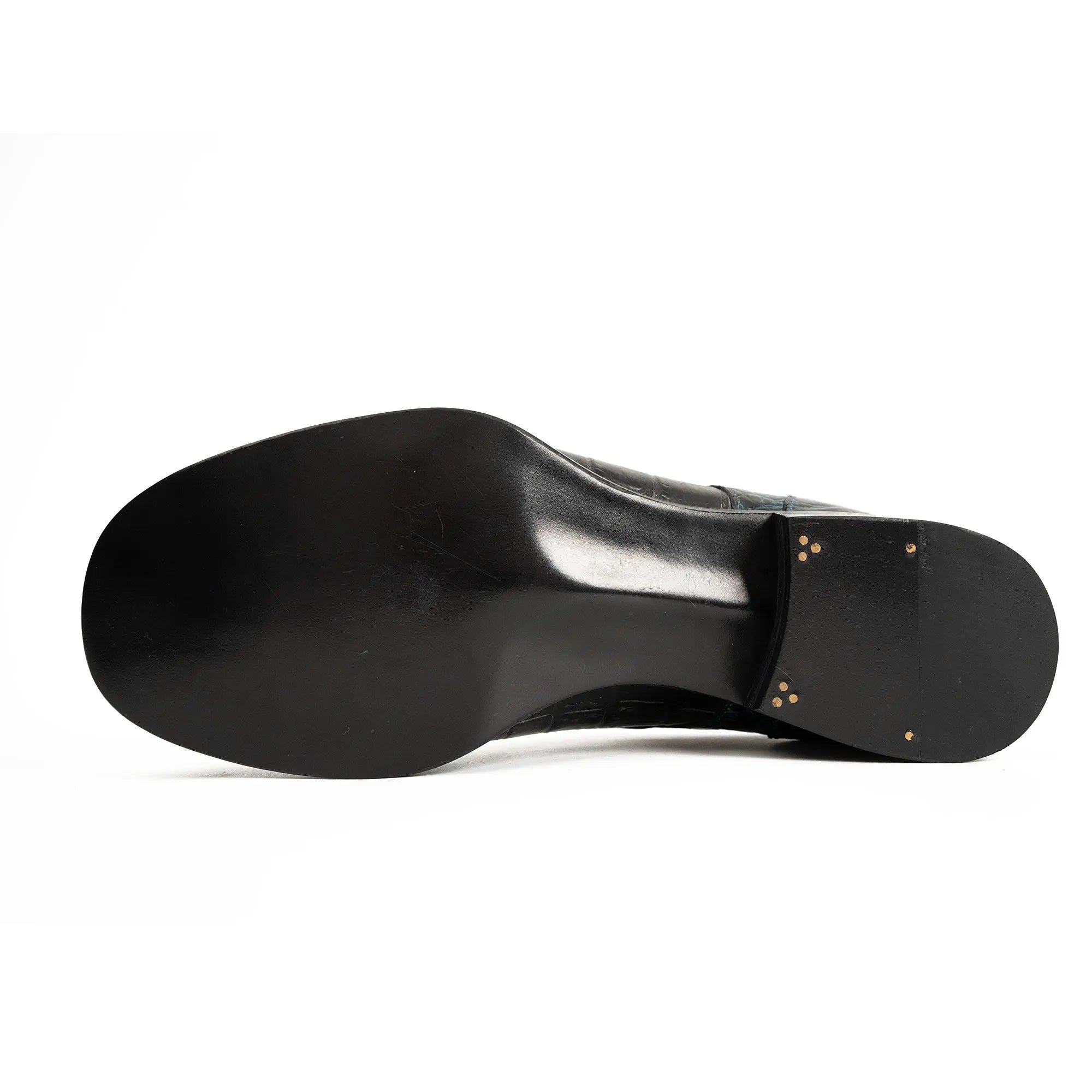 Handcrafted Nile Crocodile Derby Shoes Norwegian Stitch