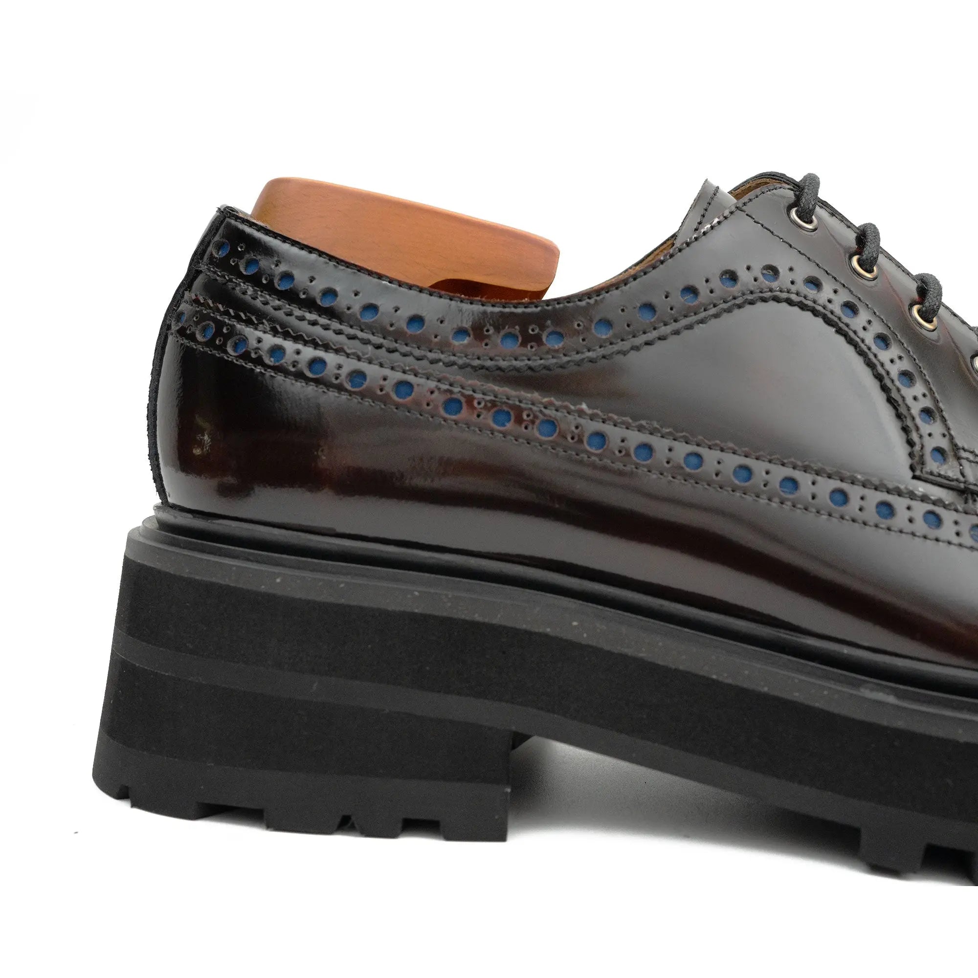 Handmade Chunky - sole Brogue Shoes Wine Red