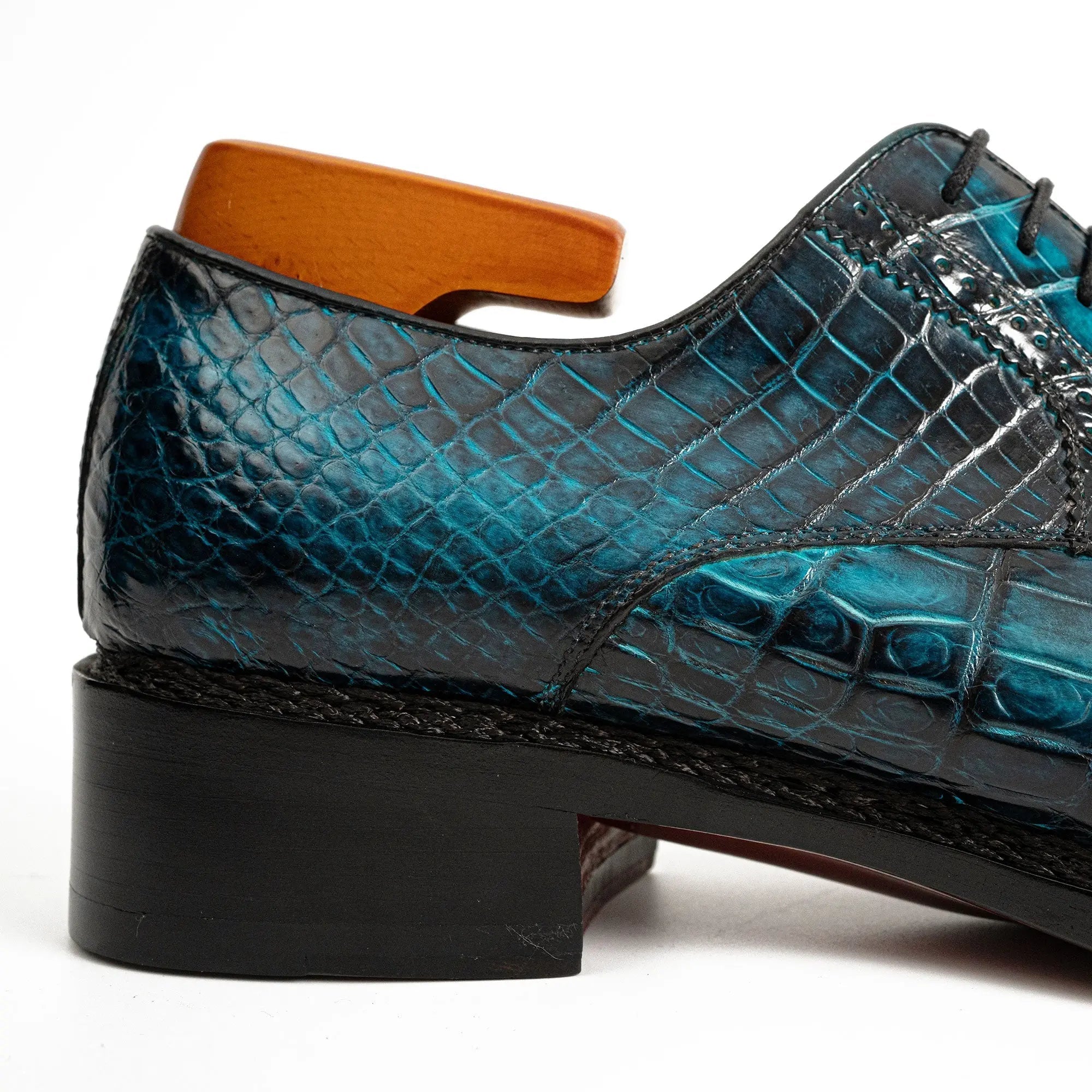 Handmade Nile Crocodile Derby Norwegian Stitch & Silk Lining